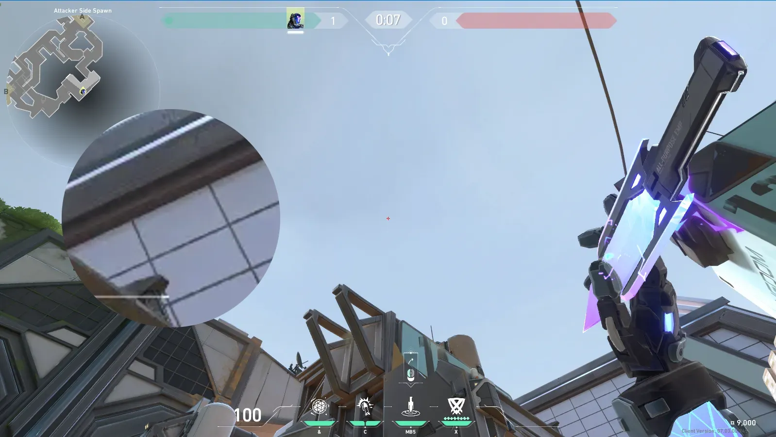 KAY/O Zero_Point on Fracture Attack Site A — step 2 of 3: Aim — line up the shot