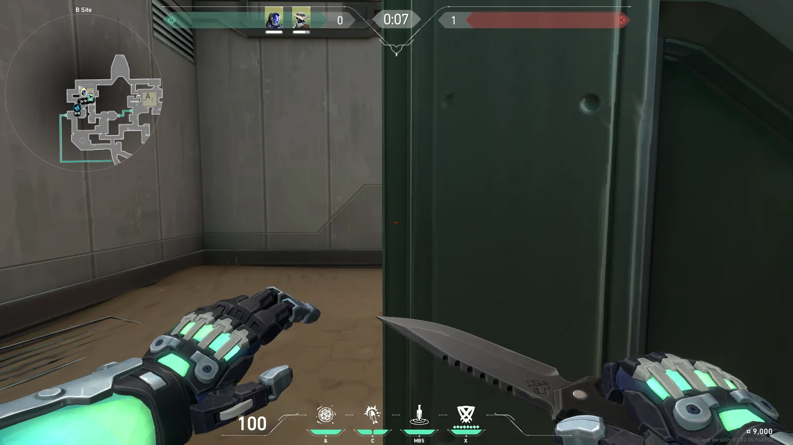KAY/O Flash_Drive on Bind Defense Site B — step 2 of 4: Aim — line up the shot