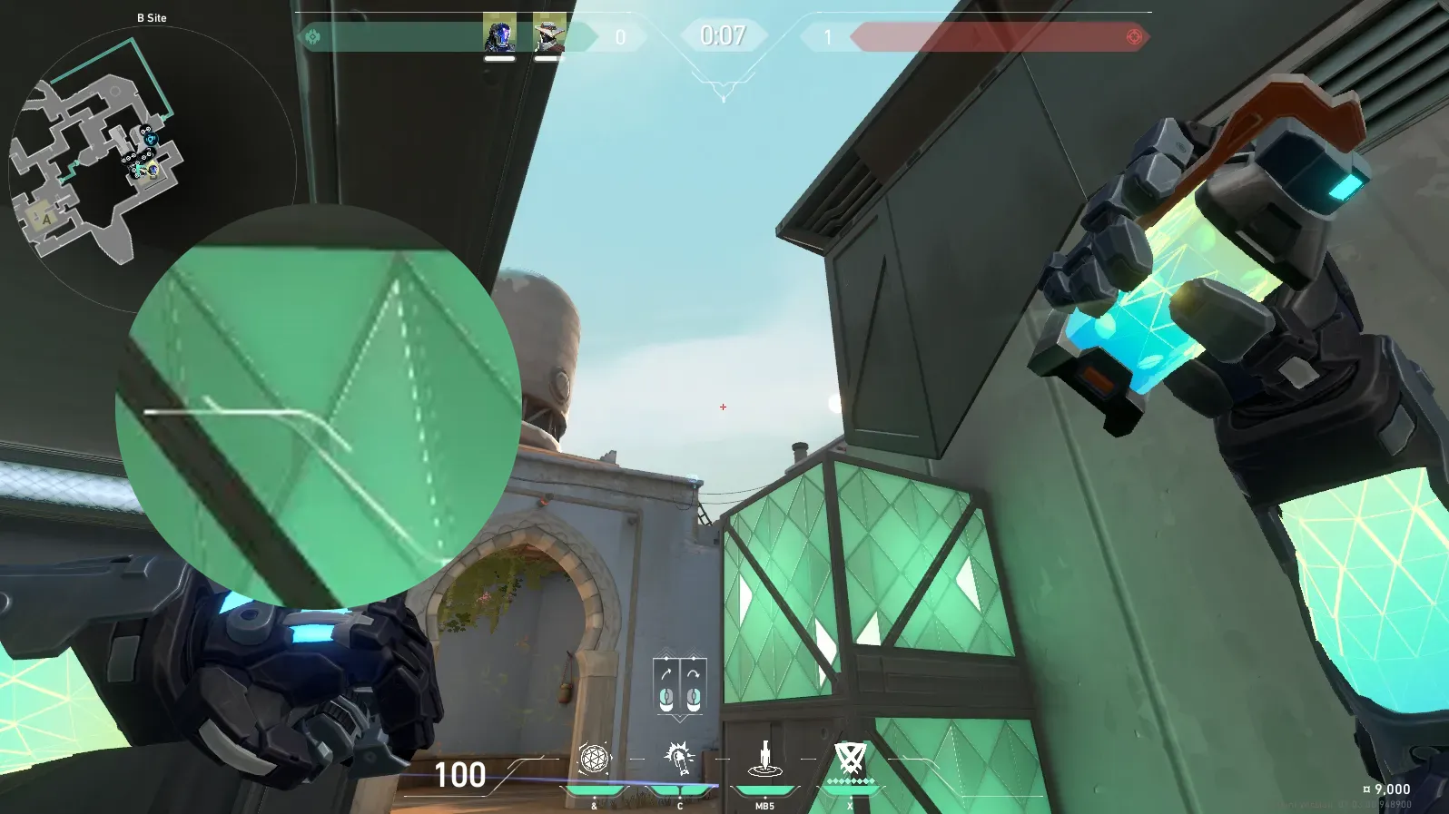 KAY/O Flash_Drive on Bind Defense Site B — step 3 of 4: Aim — line up the shot