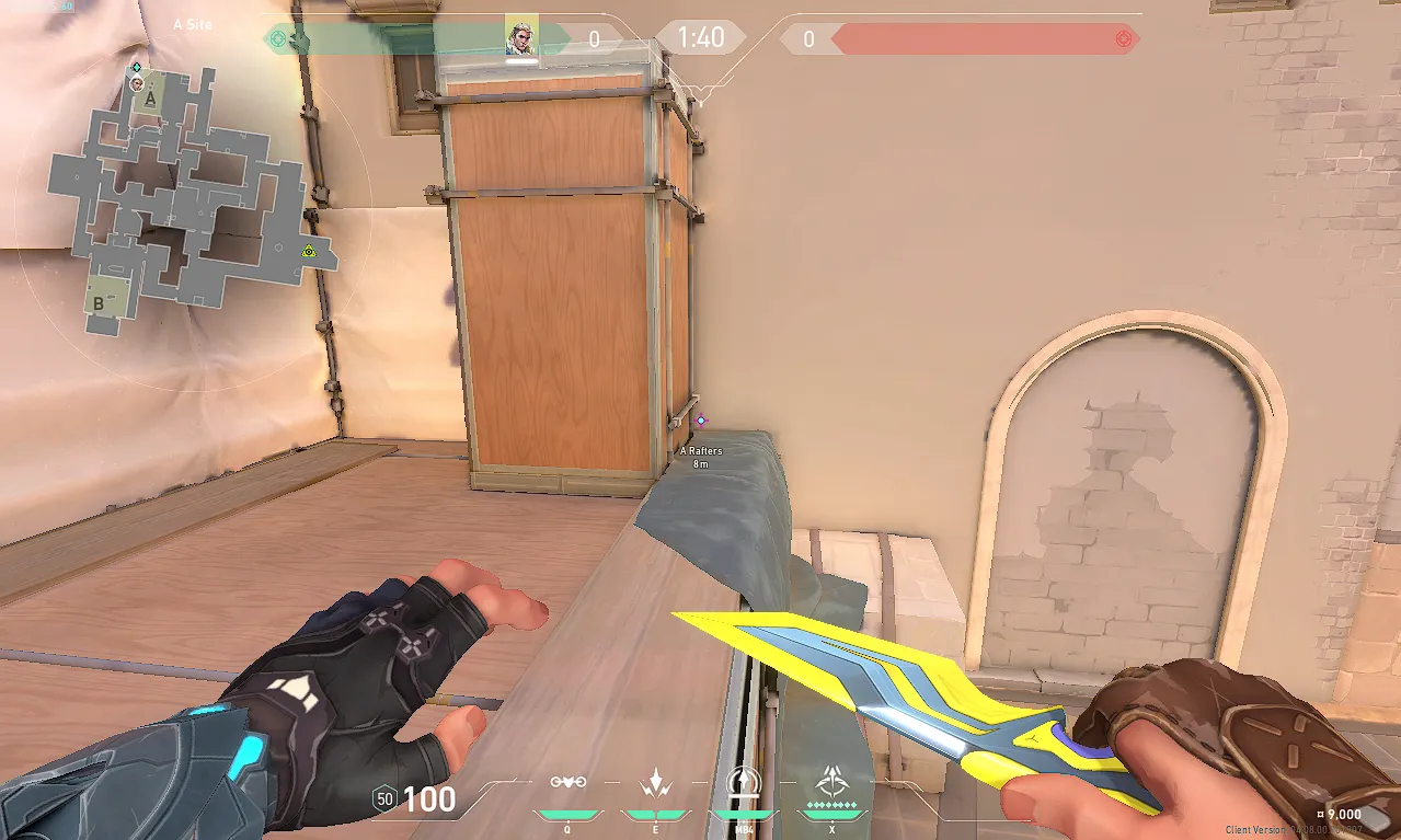 Sova Recon Bolt on Ascent Defense Site A — step 1 of 3: Position — where to stand