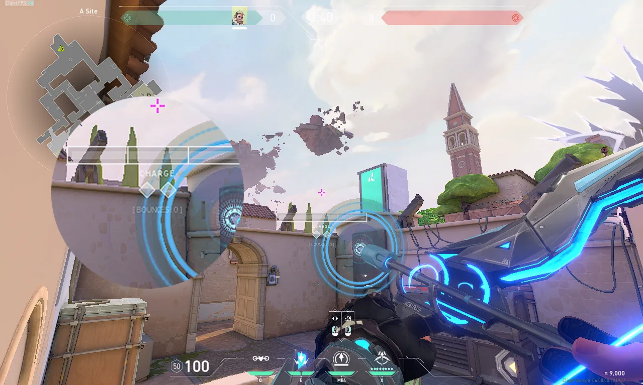 Sova Recon Bolt on Ascent Defense Site A — step 2 of 3: Aim — line up the shot