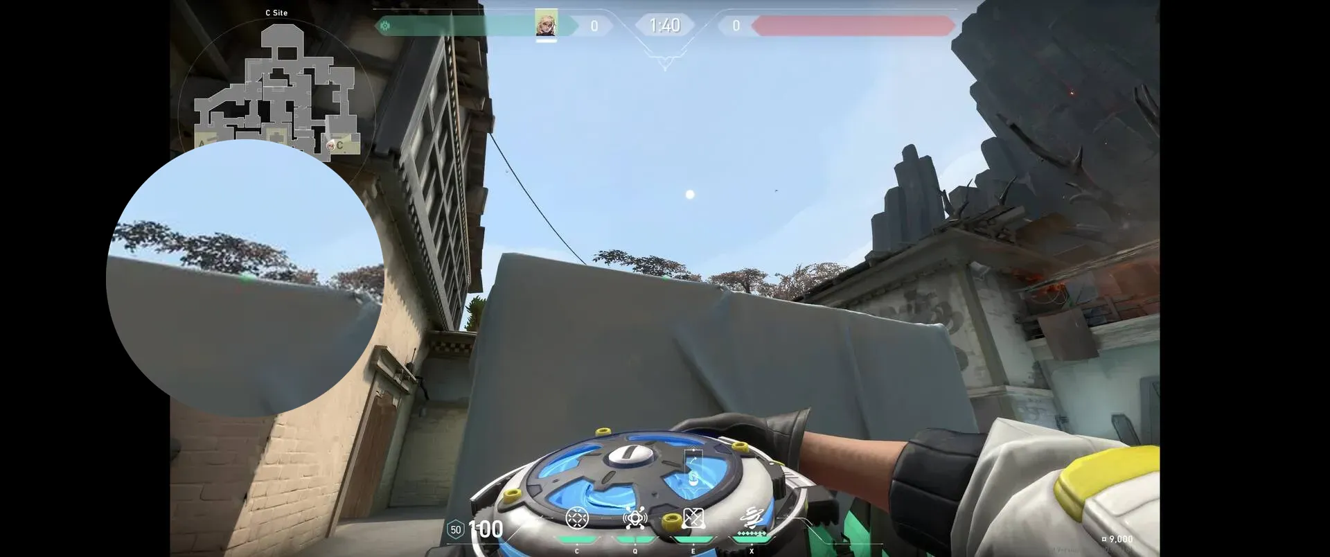 Deadlock Barrier Mesh on Haven Defense Site C — step 2 of 5: Aim — line up the shot