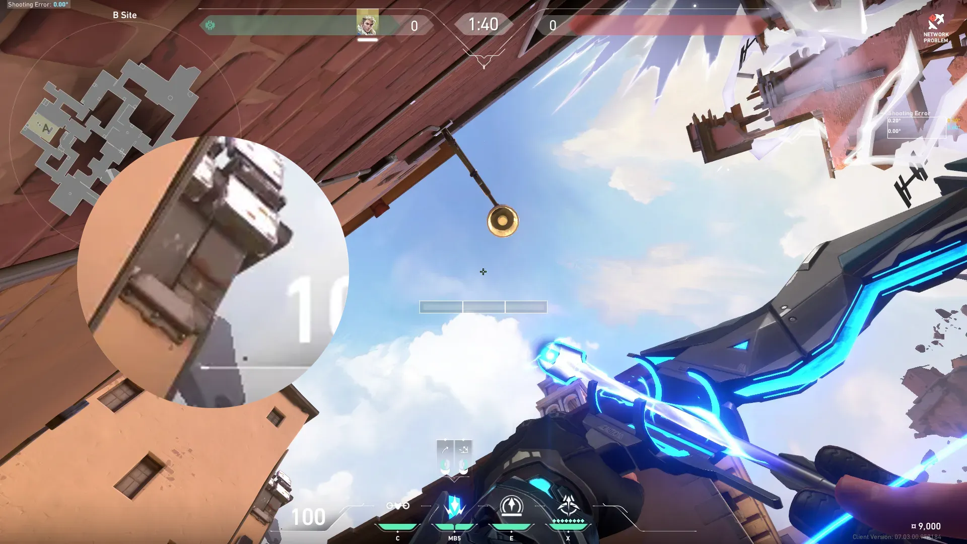 Sova Shock Bolt on Ascent Defense Mid — step 2 of 4: Aim — line up the shot