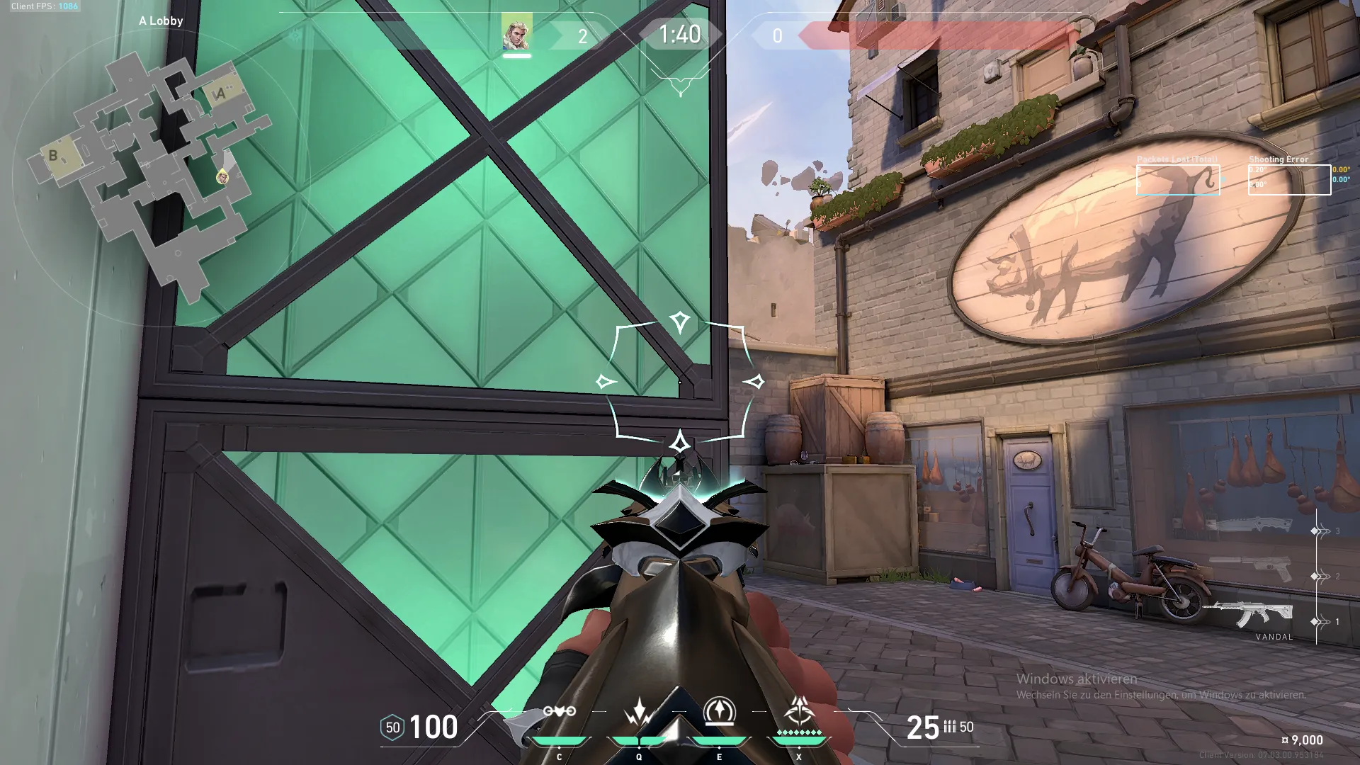 Sova Recon Bolt on Ascent Attack Site A — step 2 of 4: Aim — line up the shot