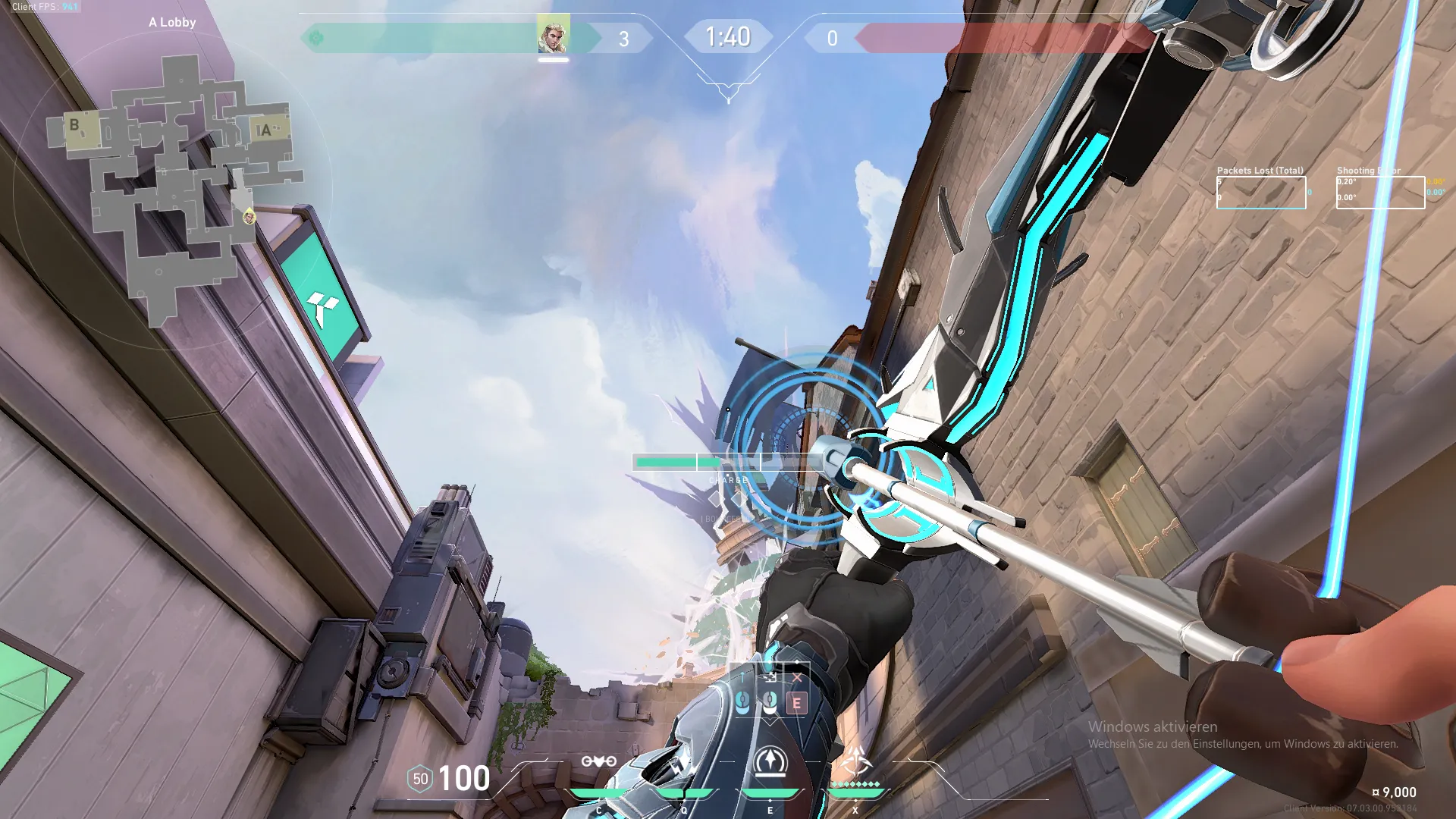 Sova Recon Bolt on Ascent Attack Site A — step 3 of 4: Aim — line up the shot