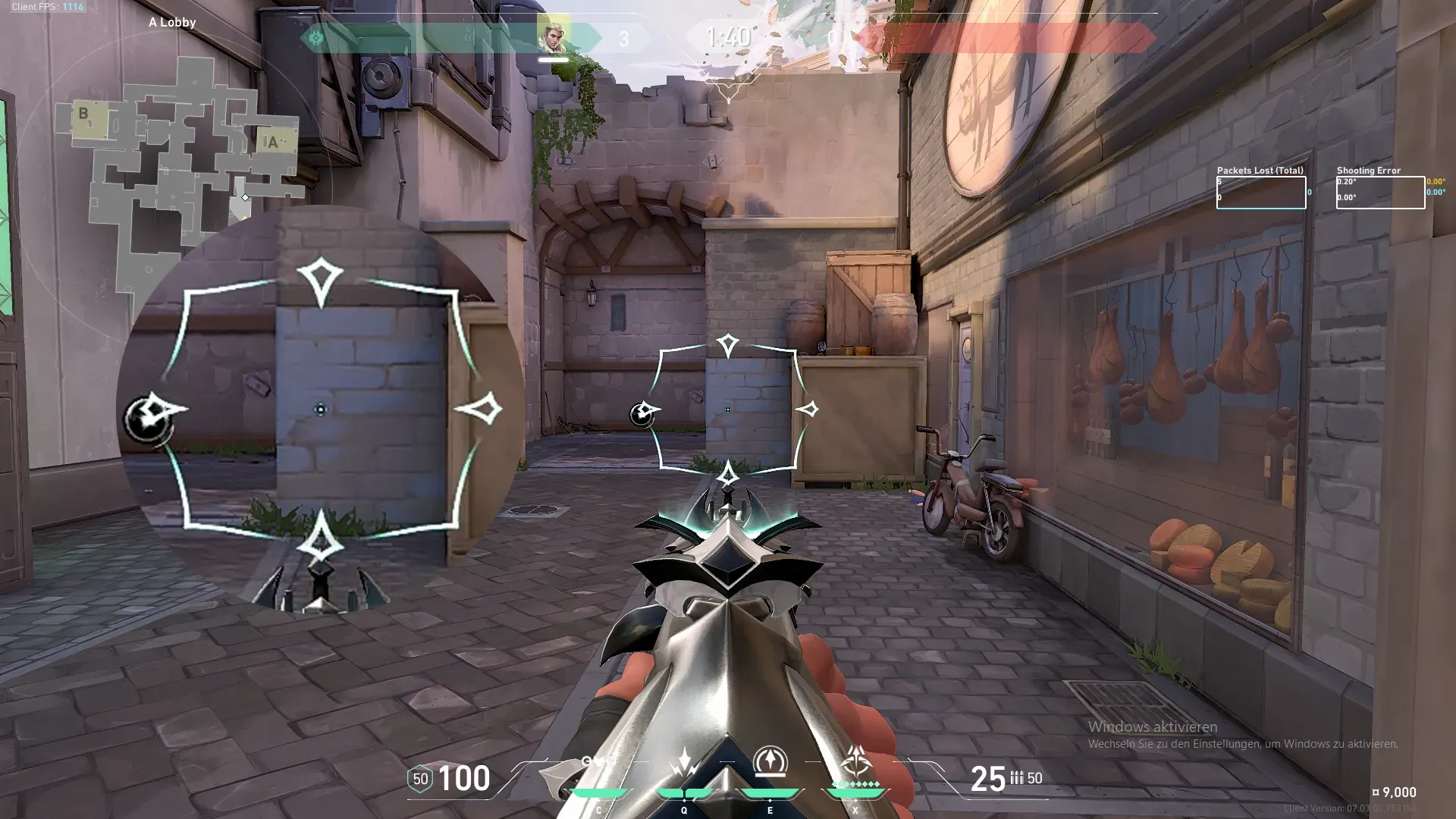 Sova Recon Bolt on Ascent Attack Site A — step 2 of 4: Aim — line up the shot