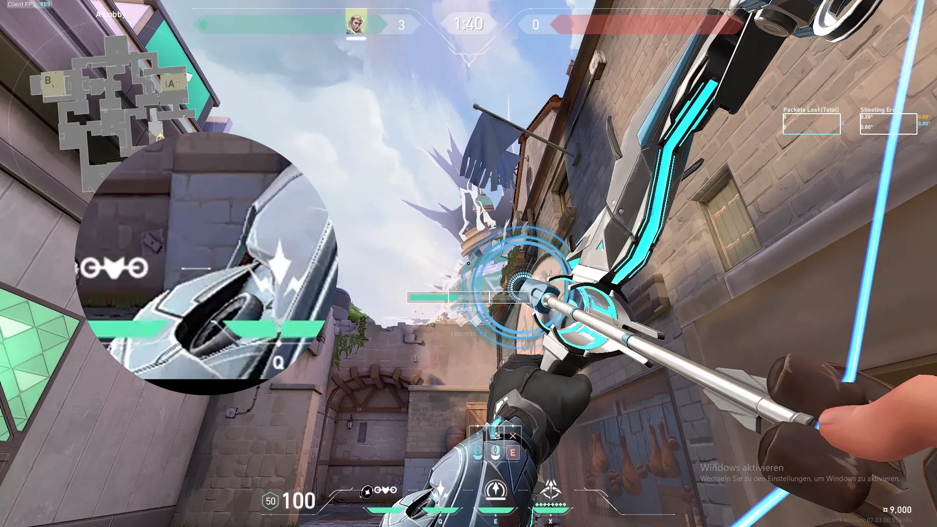 Sova Recon Bolt on Ascent Attack Site A — step 3 of 4: Aim — line up the shot