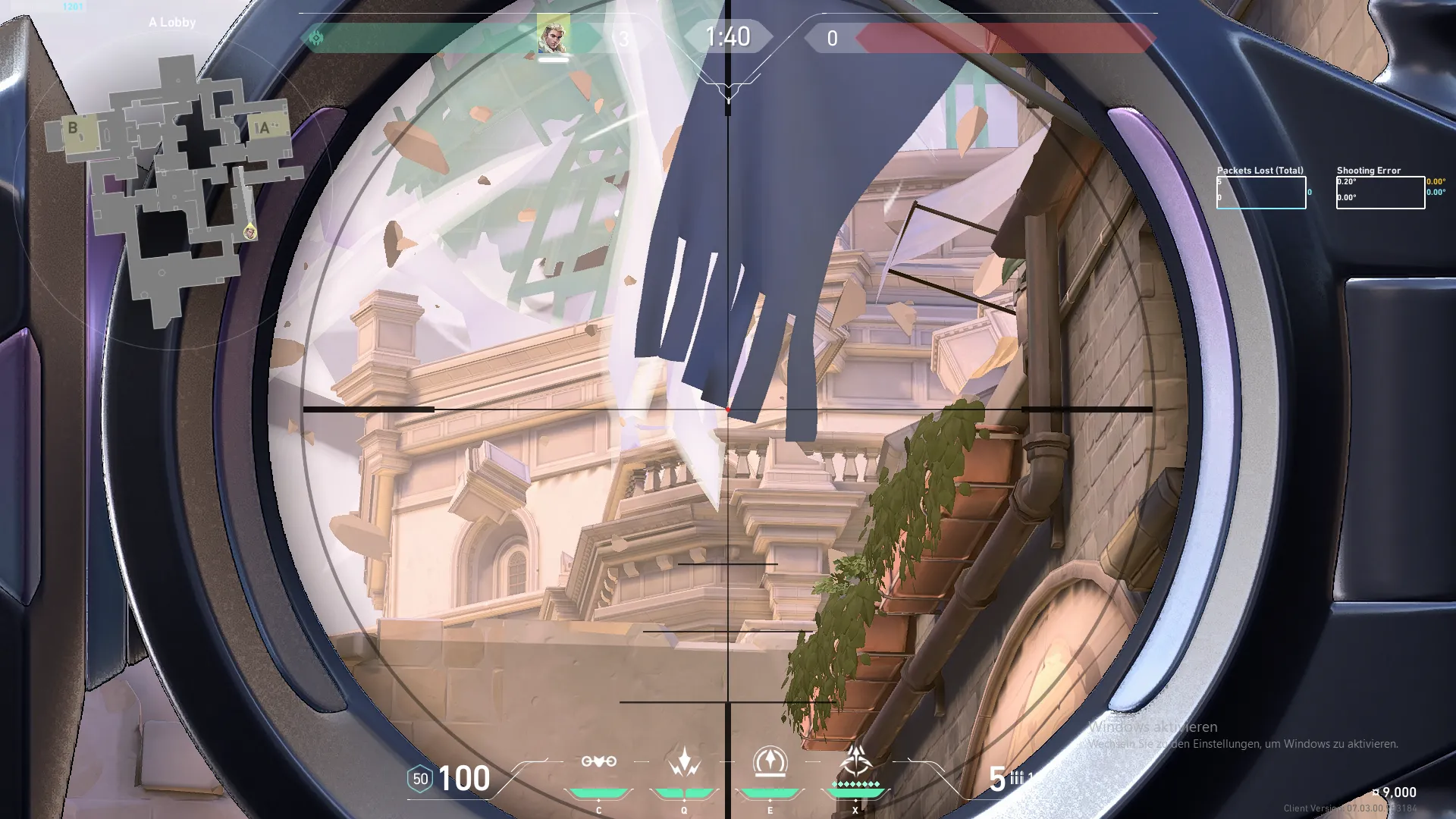 Sova Recon Bolt on Ascent Attack Site A — step 2 of 4: Aim — line up the shot