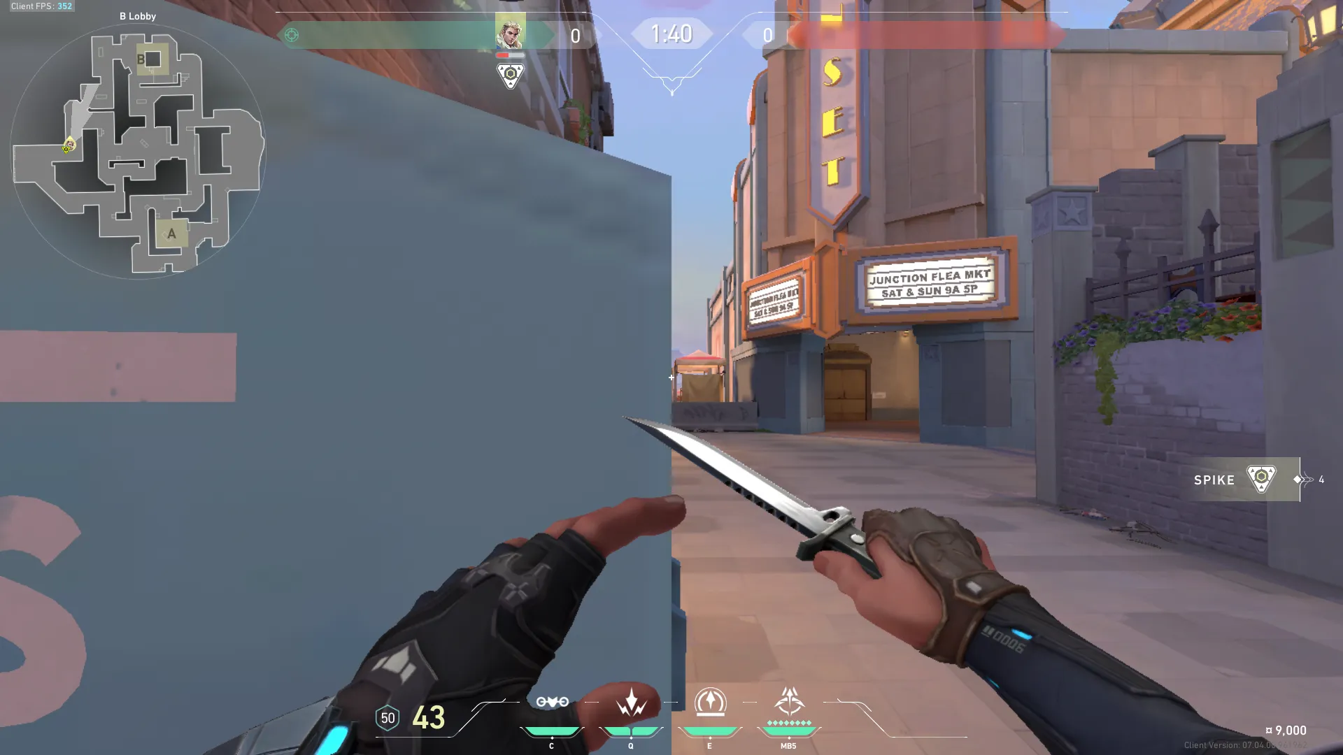 Sova Recon Bolt on Sunset Attack Site B — step 2 of 5: Aim — line up the shot