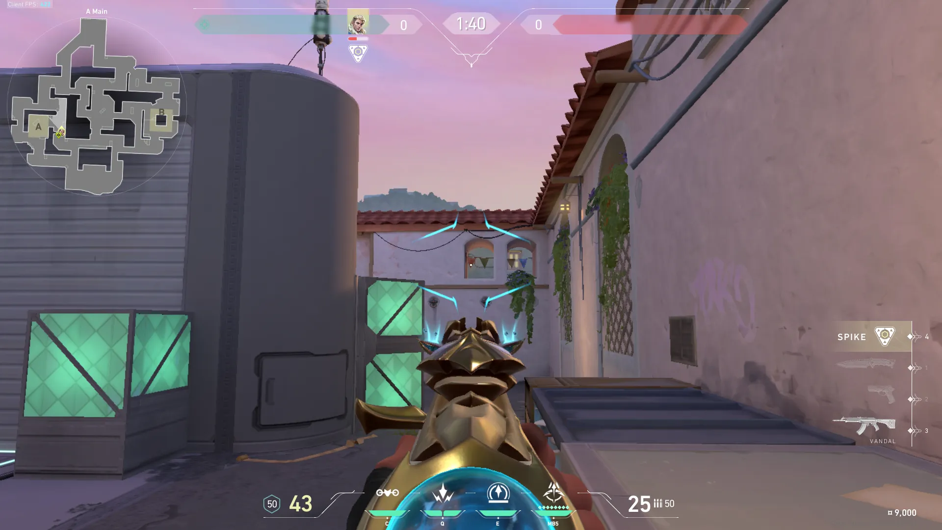 Sova Recon Bolt on Sunset Defense Site A — step 2 of 3: Aim — line up the shot