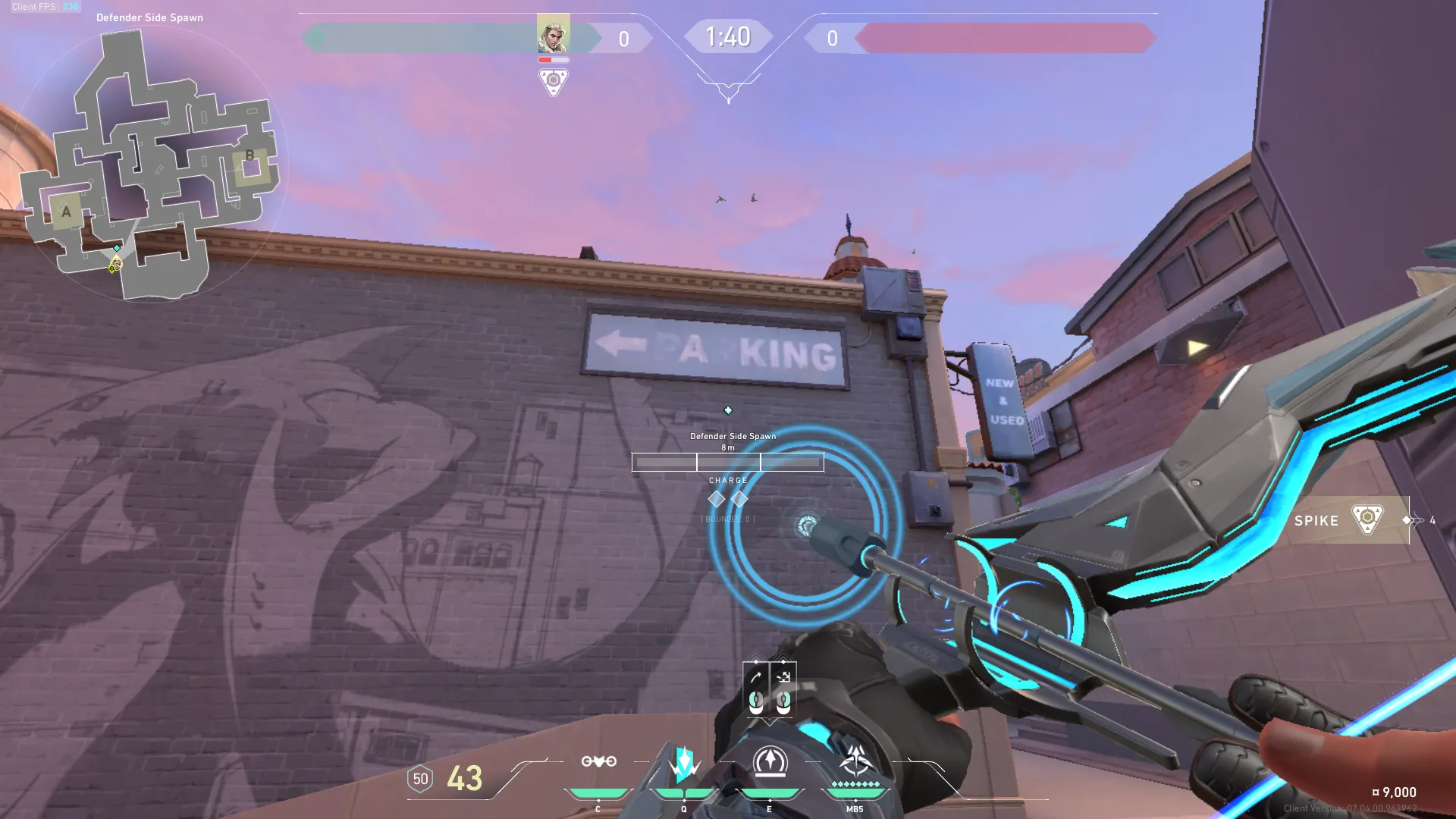Sova Recon Bolt on Sunset Defense Site A — step 2 of 4: Aim — line up the shot