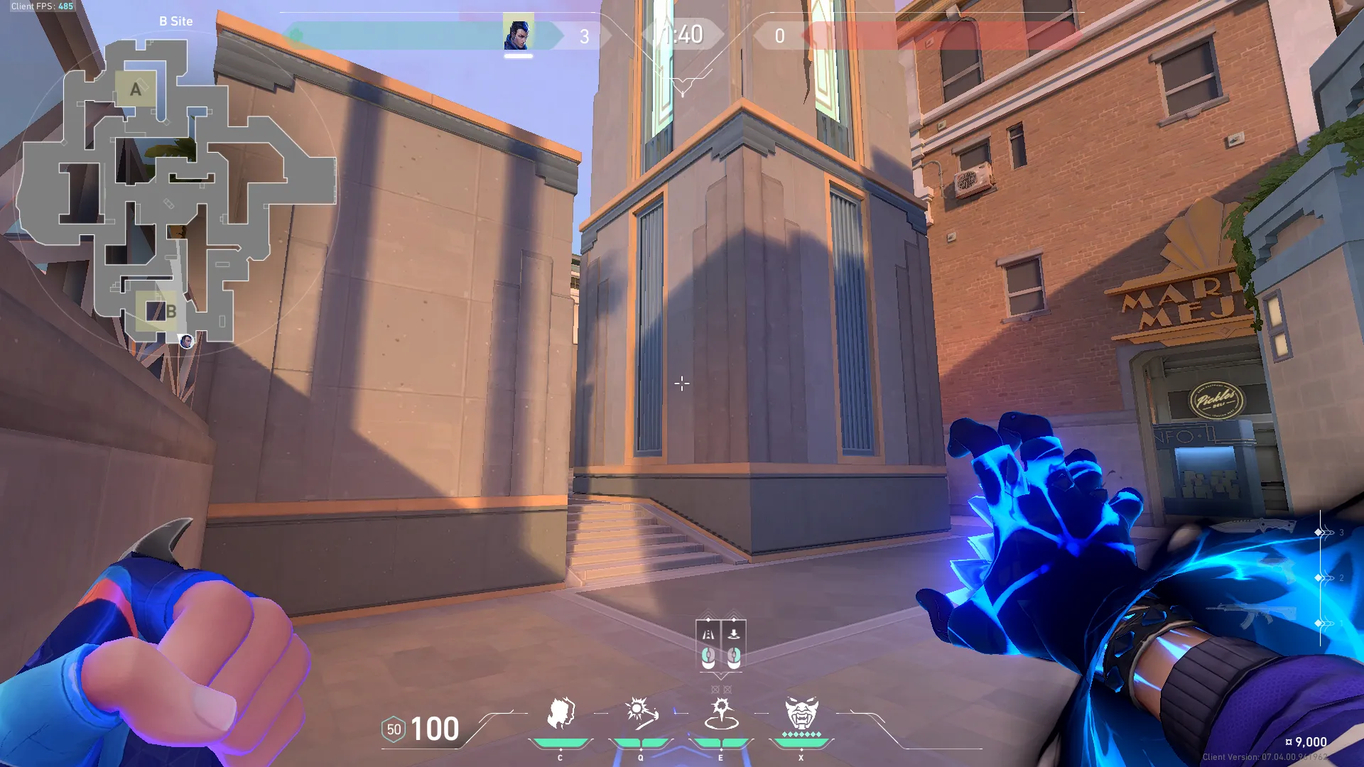 Yoru Gatecrash on Sunset Defense Mid — step 2 of 4: Aim — line up the shot