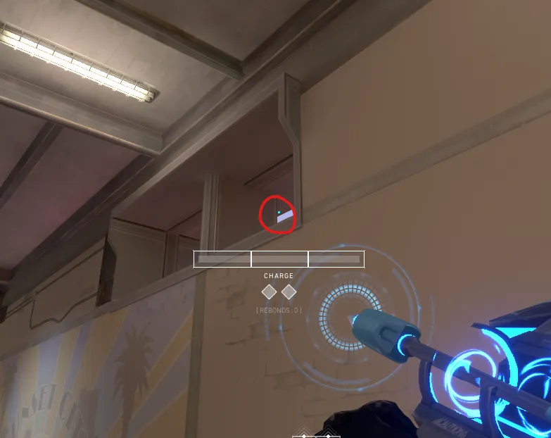 Sova Recon Bolt on Sunset Defense Site B — step 2 of 3: Aim — line up the shot