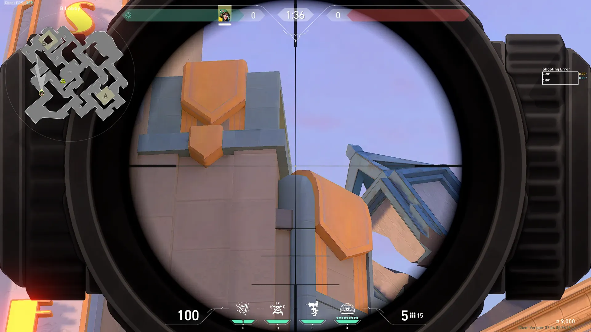 Killjoy Nanoswarm on Sunset Attack Site B — step 3 of 4: Aim — line up the shot