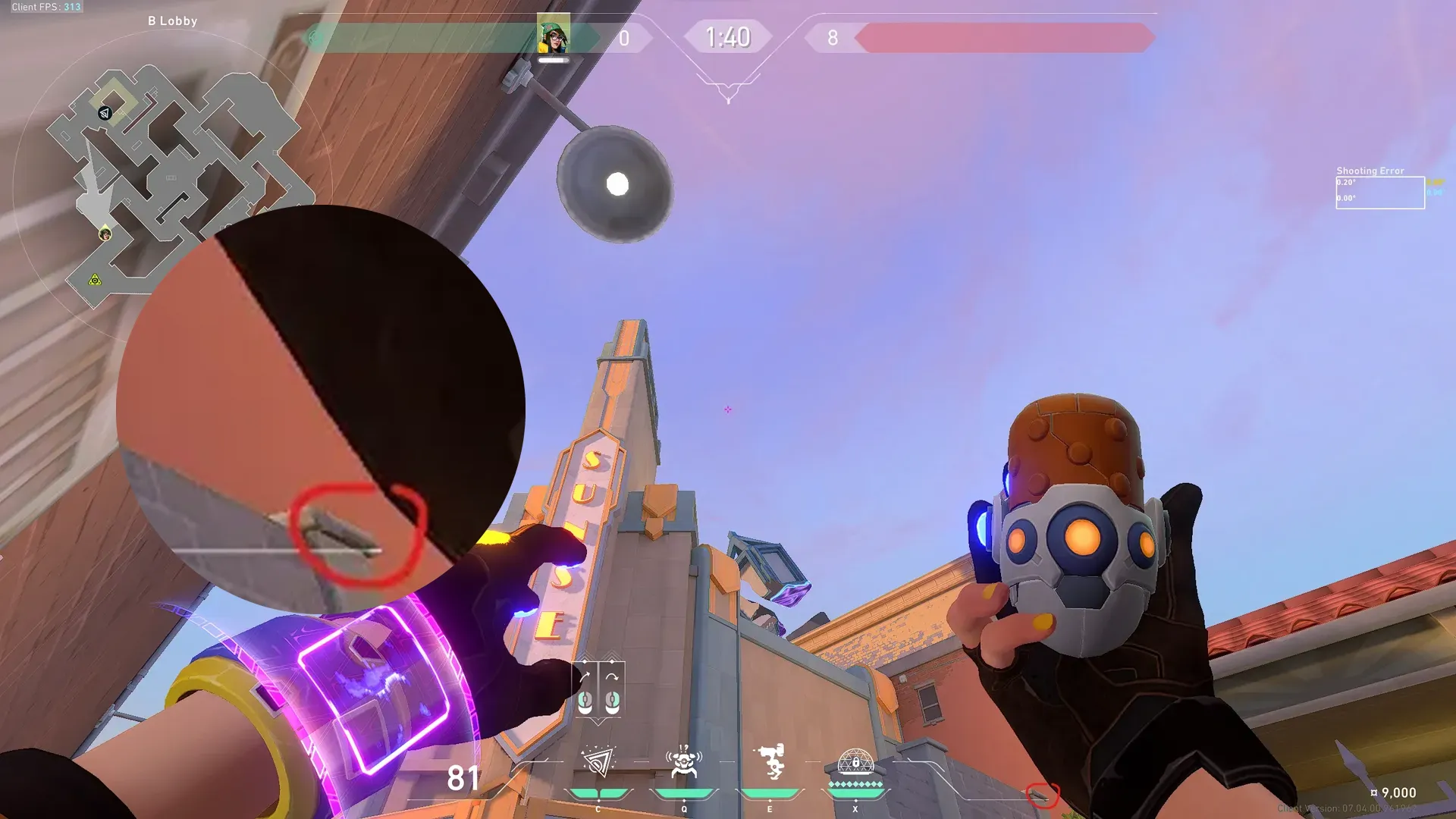 Killjoy Nanoswarm on Sunset Attack Site B — step 2 of 4: Aim — line up the shot