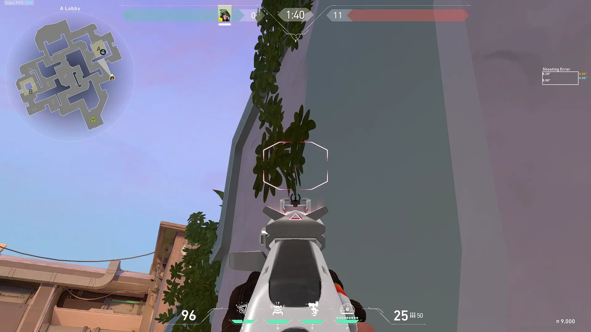Killjoy Nanoswarm on Sunset Attack Site A — step 3 of 4: Aim — line up the shot