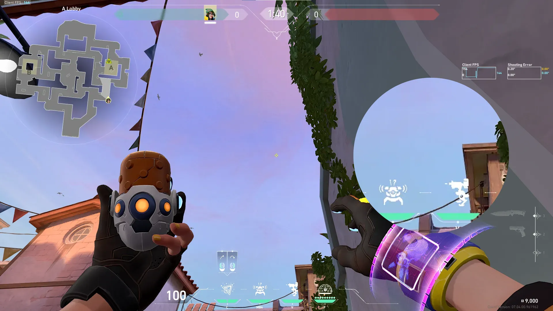 Killjoy Nanoswarm on Sunset Attack Site A — step 2 of 3: Aim — line up the shot