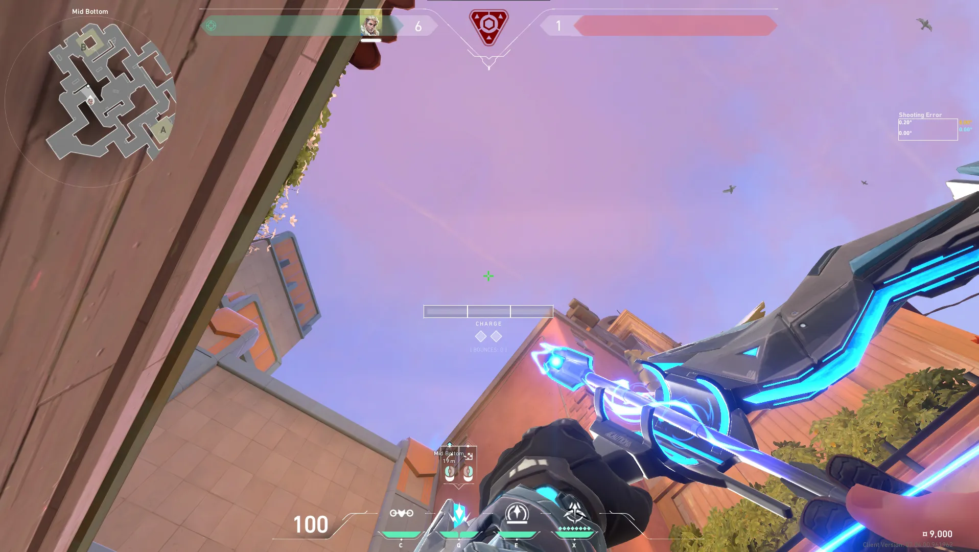 Sova Shock Bolt on Sunset Attack Site B — step 2 of 4: Aim — line up the shot