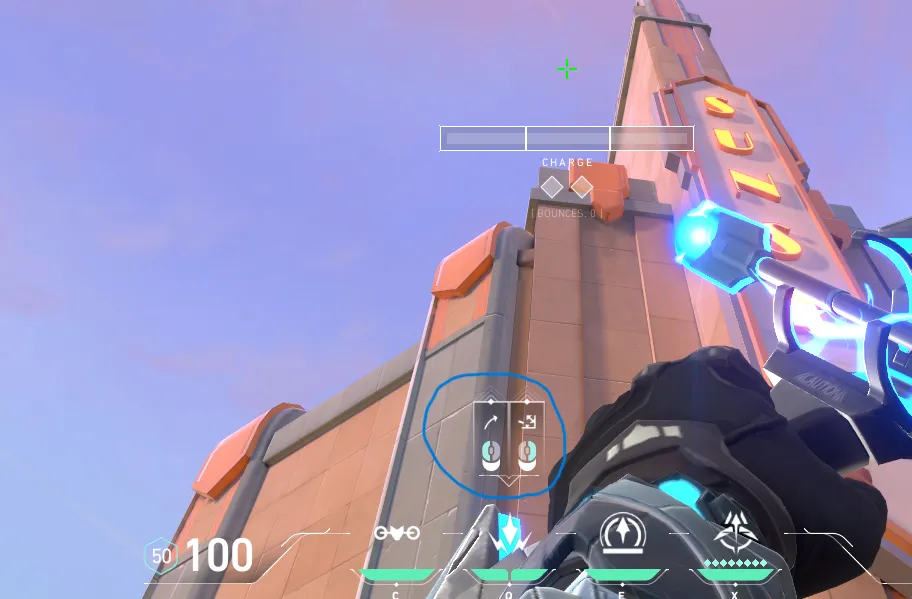 Sova Shock Bolt on Sunset Attack Site B — step 2 of 3: Aim — line up the shot