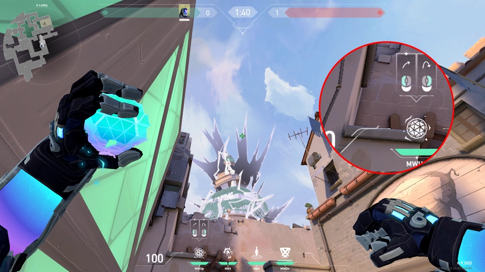 KAY/O Frag_Ment on Ascent Attack Site A — step 2 of 3: Aim — line up the shot