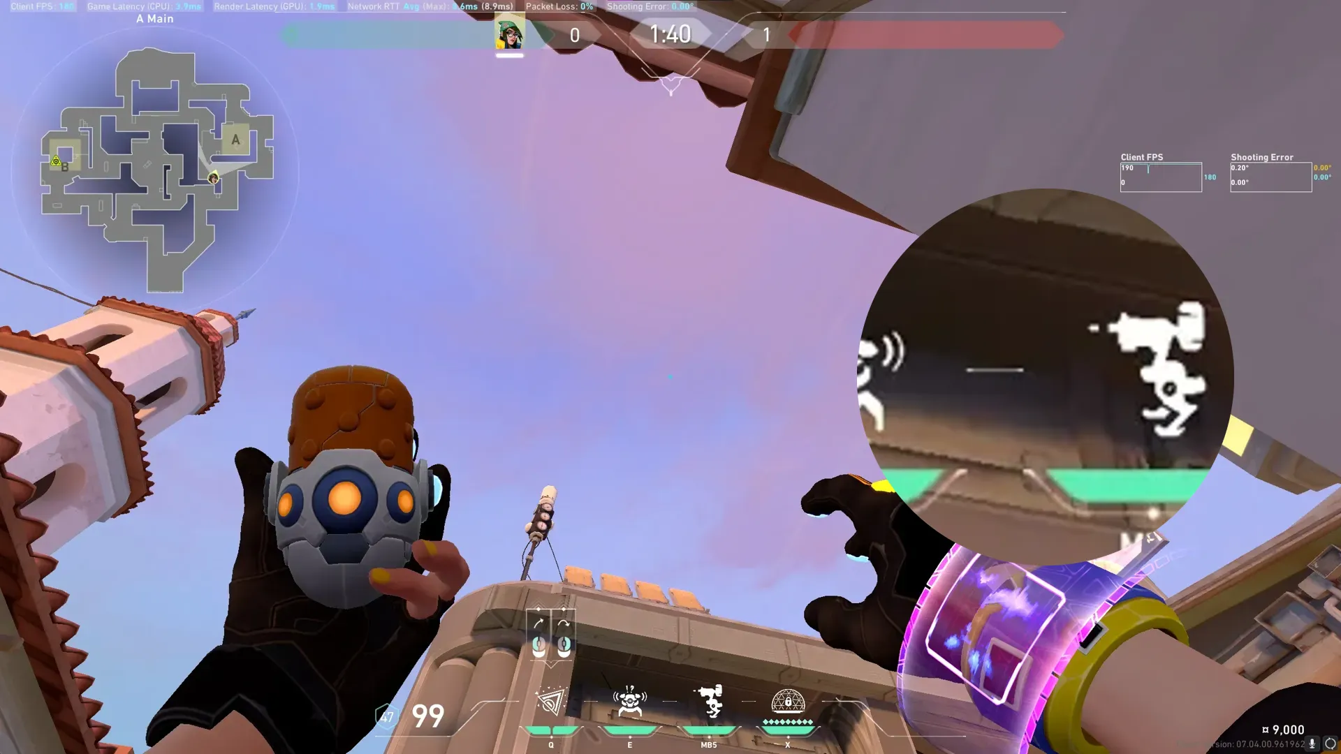 Killjoy Nanoswarm on Sunset Attack Site A — step 2 of 3: Aim — line up the shot