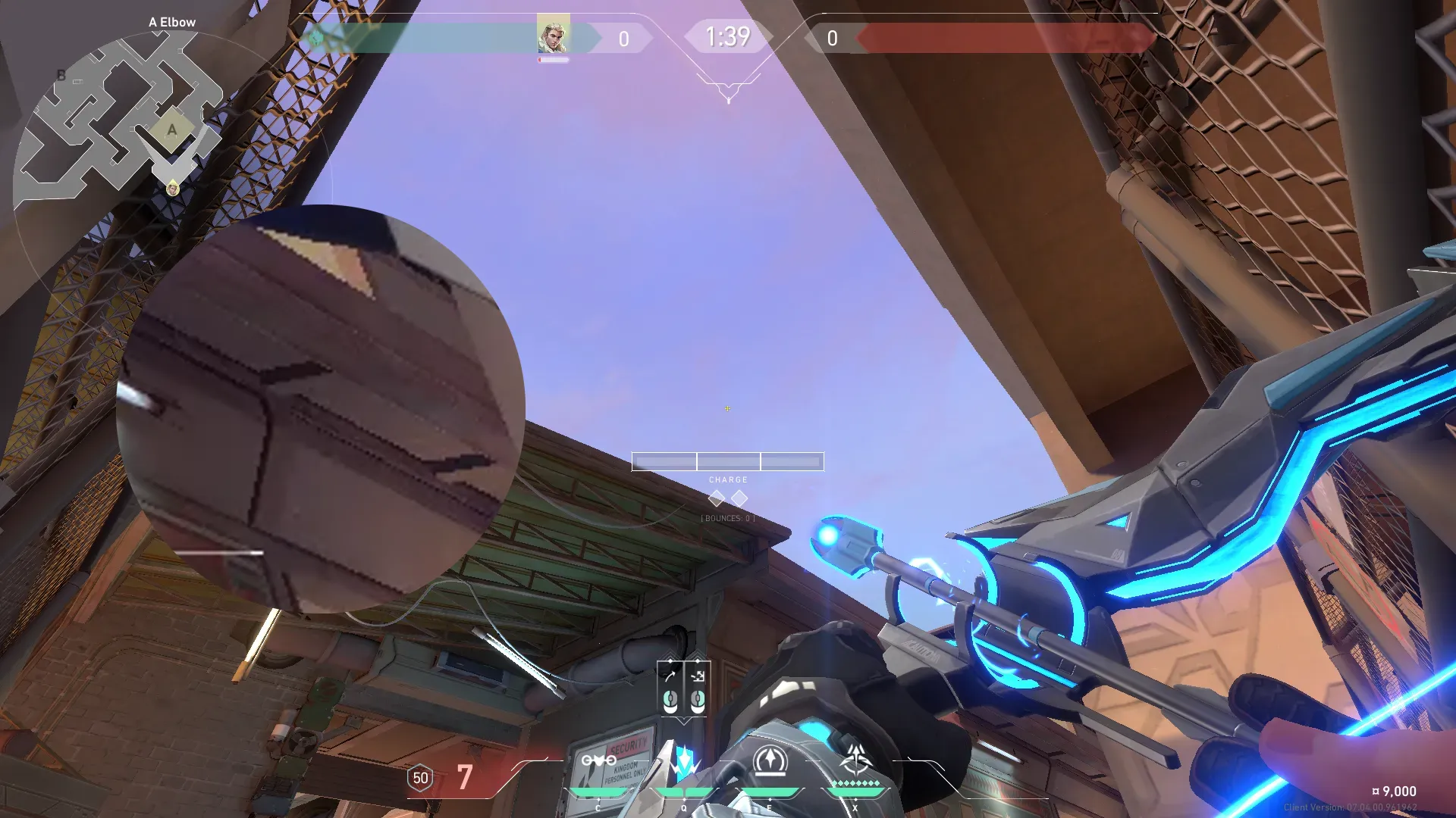 Sova Shock Bolt on Sunset Attack Site A — step 2 of 3: Aim — line up the shot