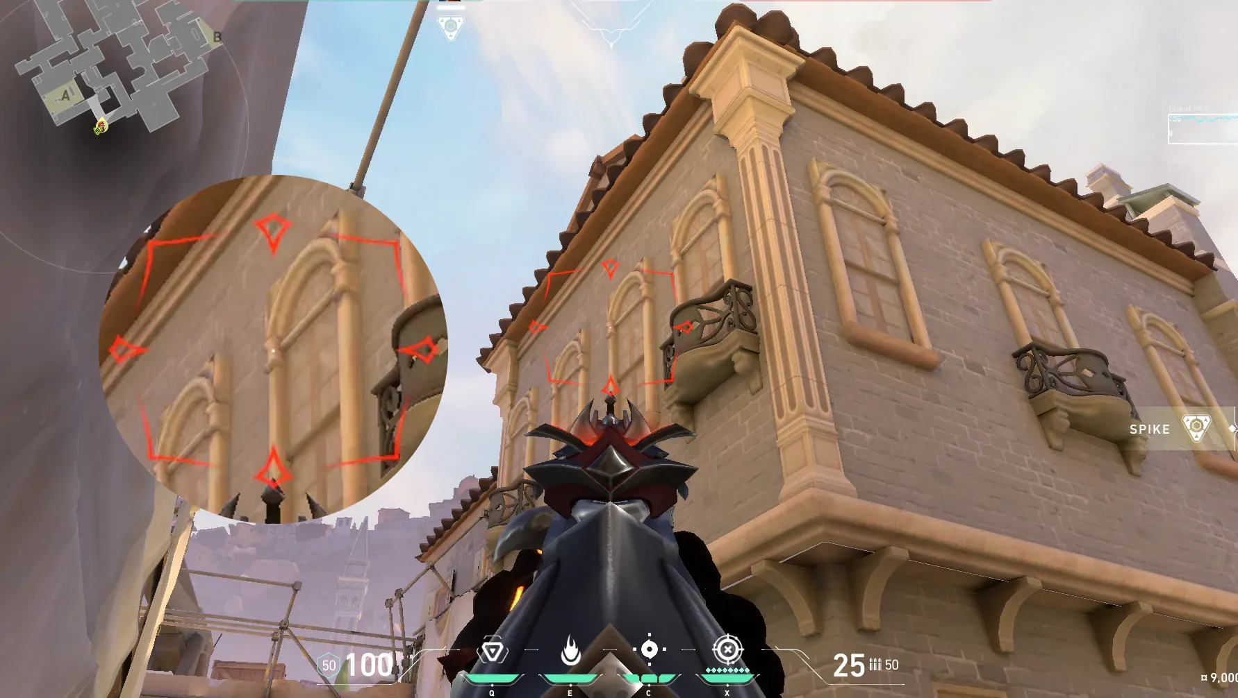 Brimstone Incendiary on Ascent Defense Site A — step 2 of 3: Aim — line up the shot