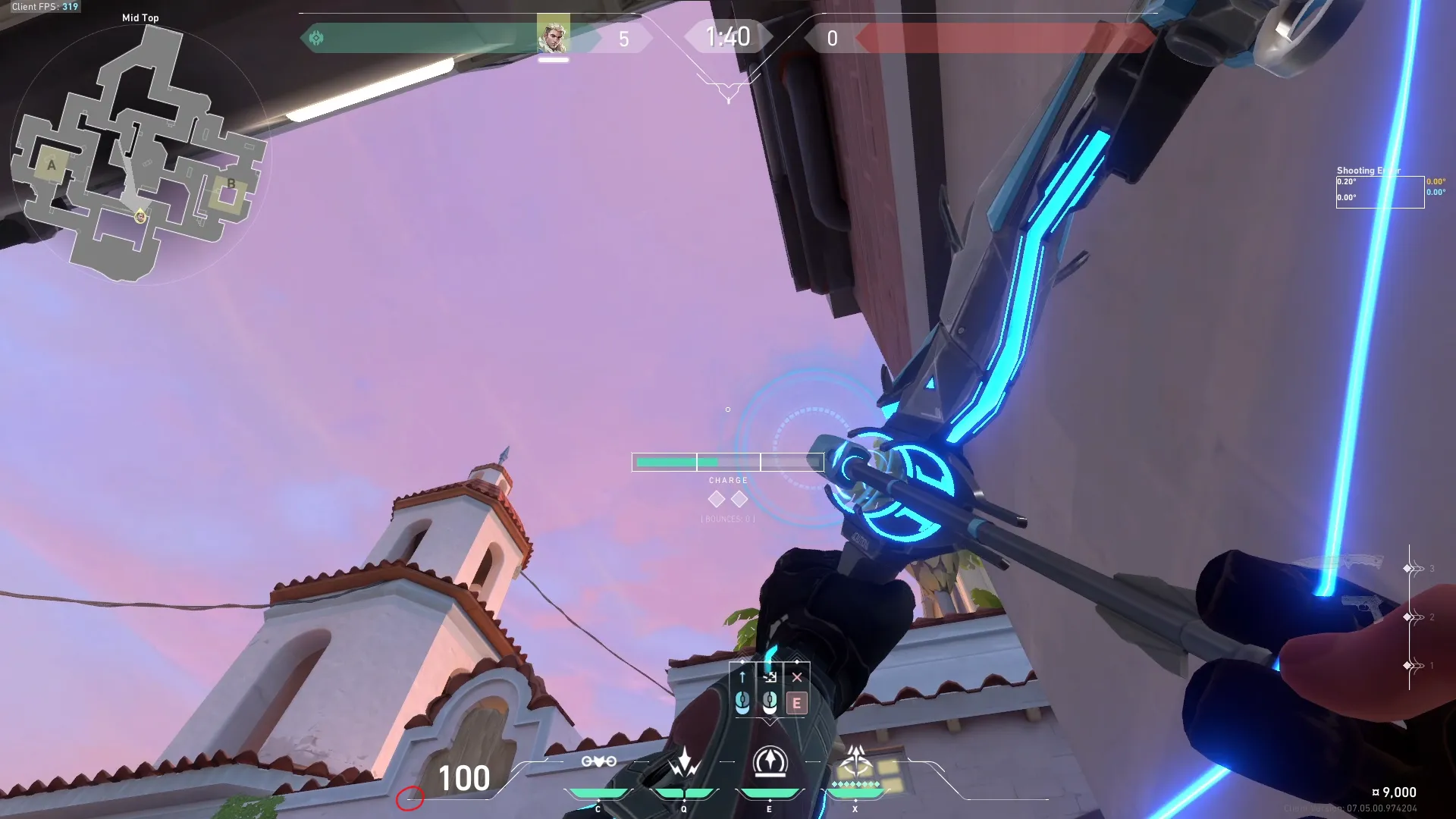 Sova Recon Bolt on Sunset Defense Mid — step 2 of 3: Aim — line up the shot