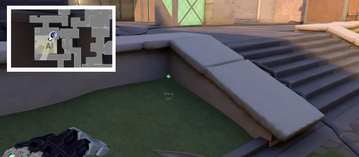 KAY/O Frag_Ment on Ascent Defense Site A — step 1 of 4: Position — where to stand