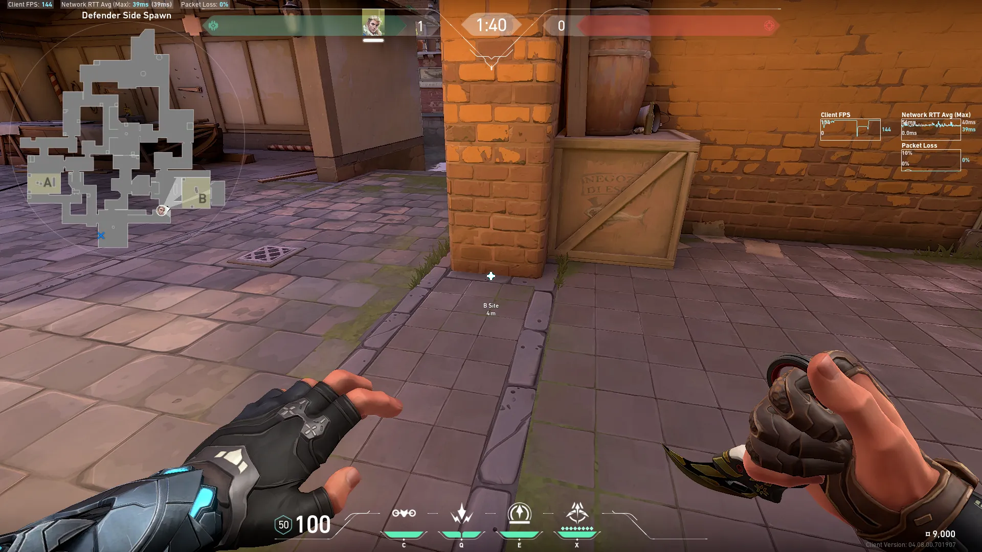 Sova Recon Bolt on Ascent Defense Site B — step 1 of 3: Position — where to stand