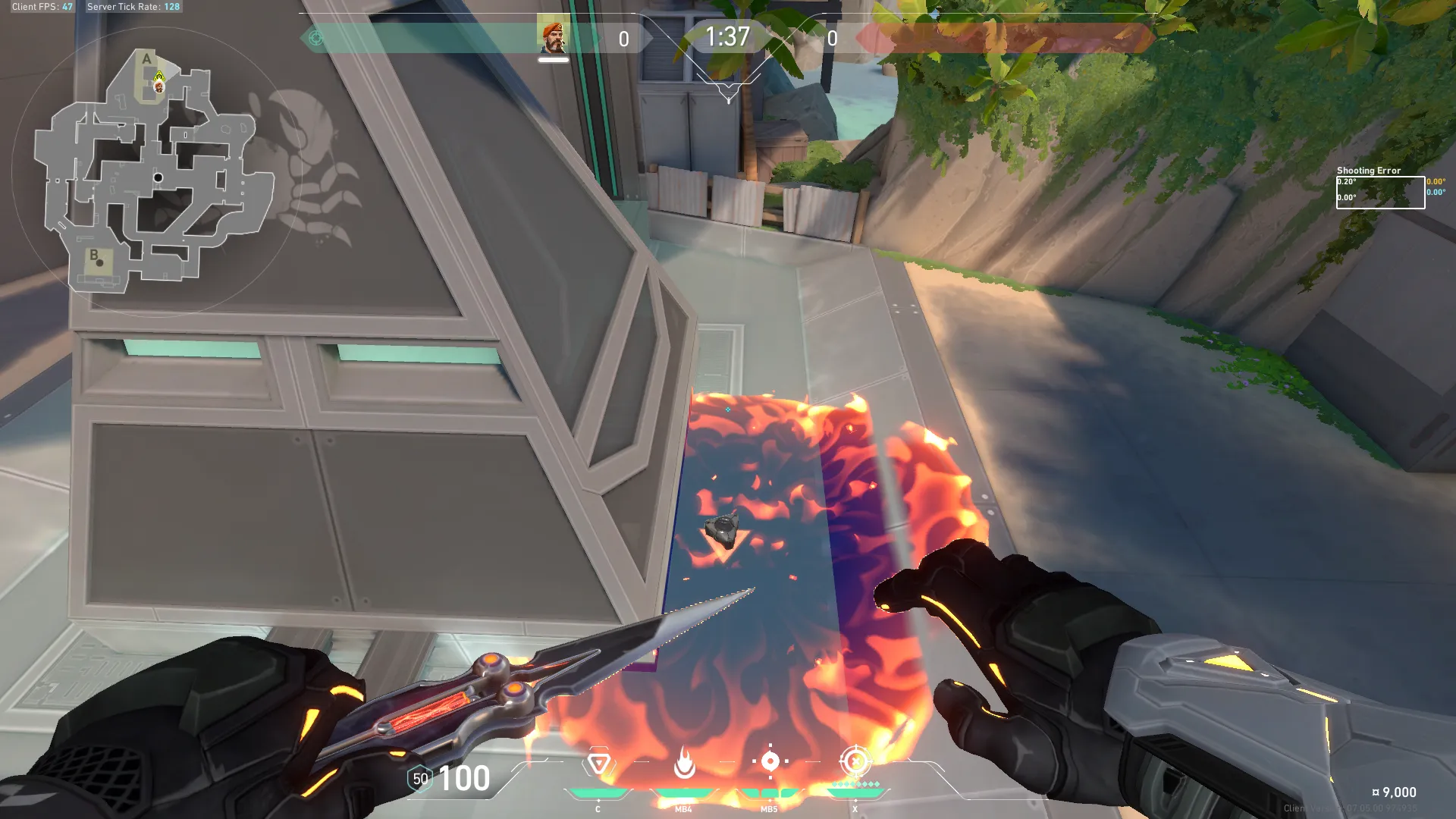 Brimstone Incendiary on Breeze Defense Site A — step 2 of 4: Aim — line up the shot