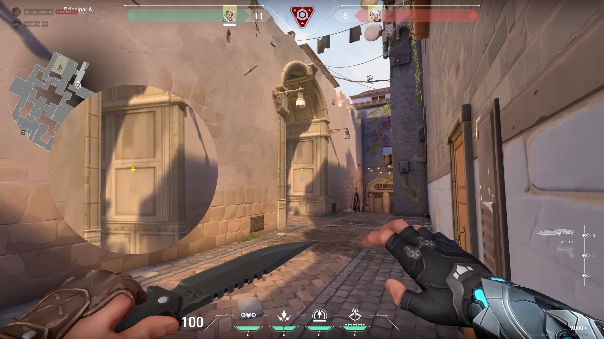Sova Recon Bolt on Ascent Attack Site A — step 2 of 3: Aim — line up the shot