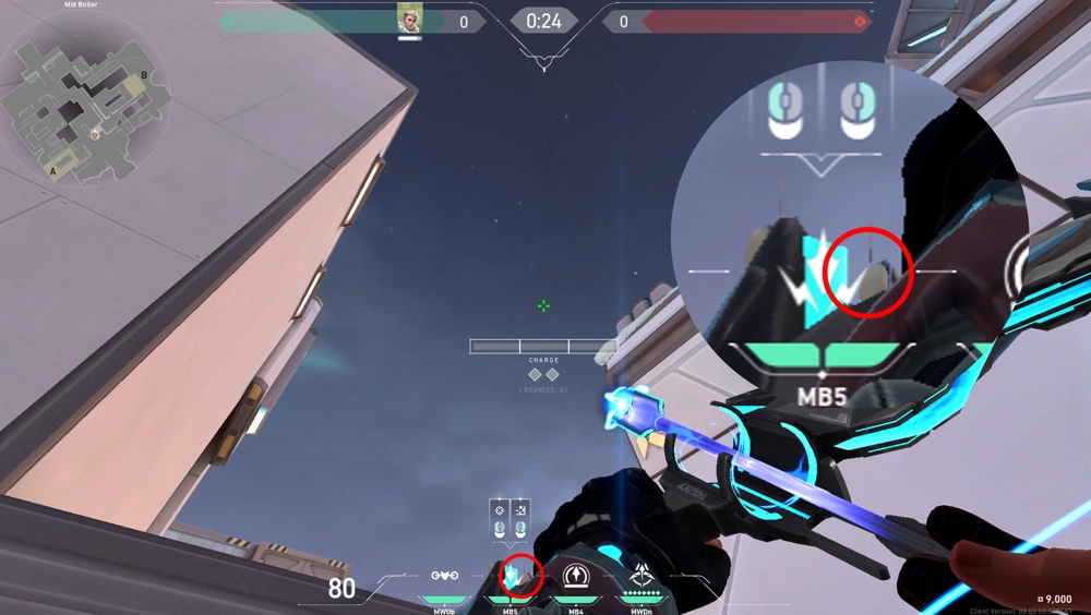 Sova Shock Bolt on Icebox Defense Site B — step 3 of 4: Aim — line up the shot