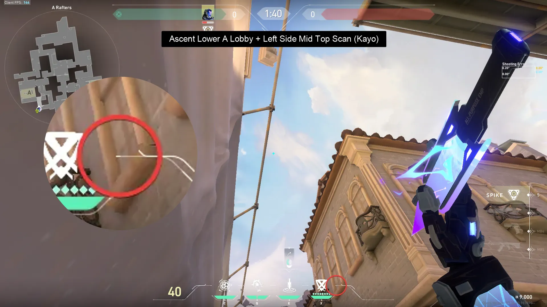 KAY/O Zero_Point on Ascent Defense Site A — step 2 of 3: Aim — line up the shot