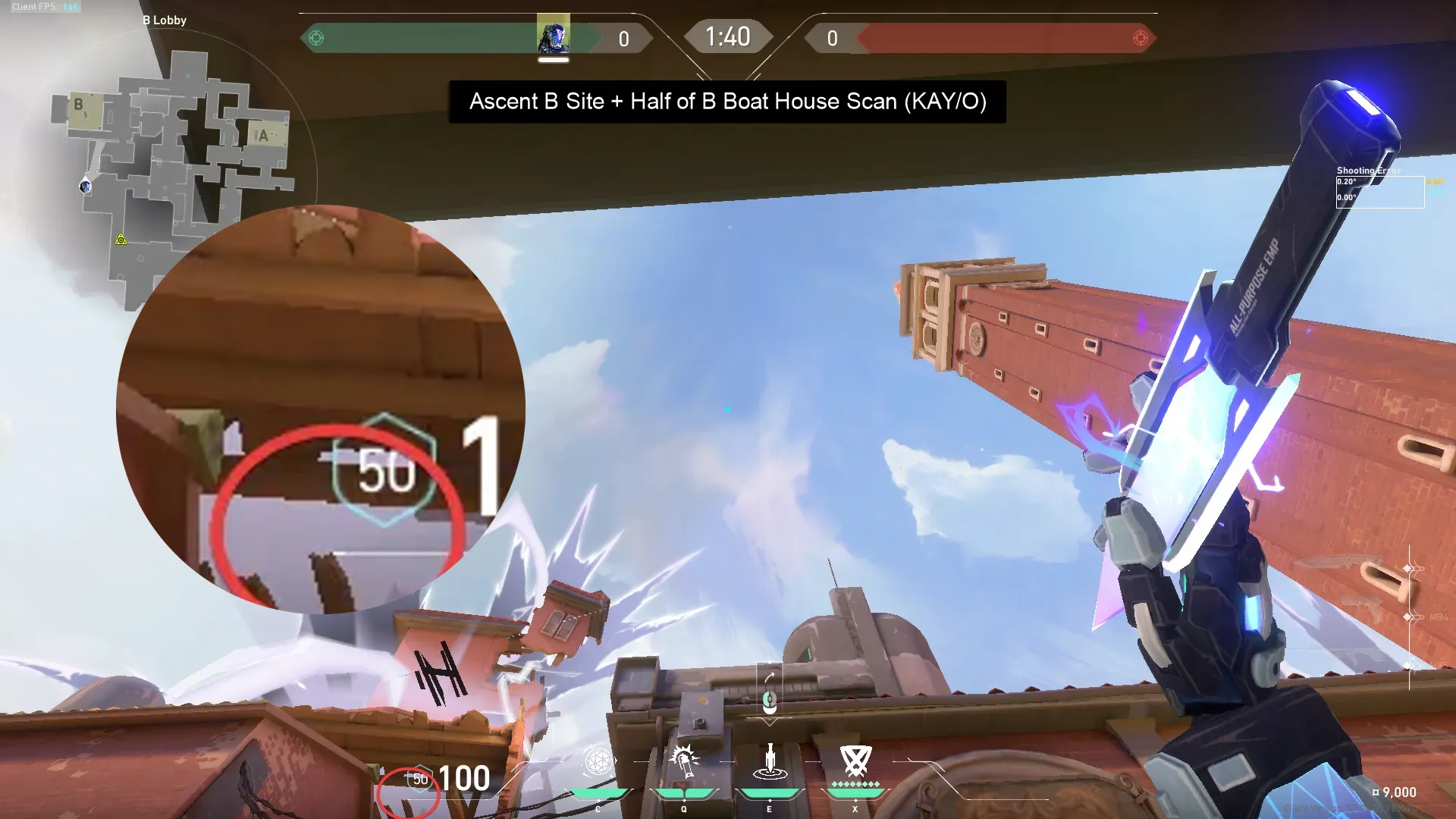 KAY/O Zero_Point on Ascent Attack Site B — step 2 of 3: Aim — line up the shot