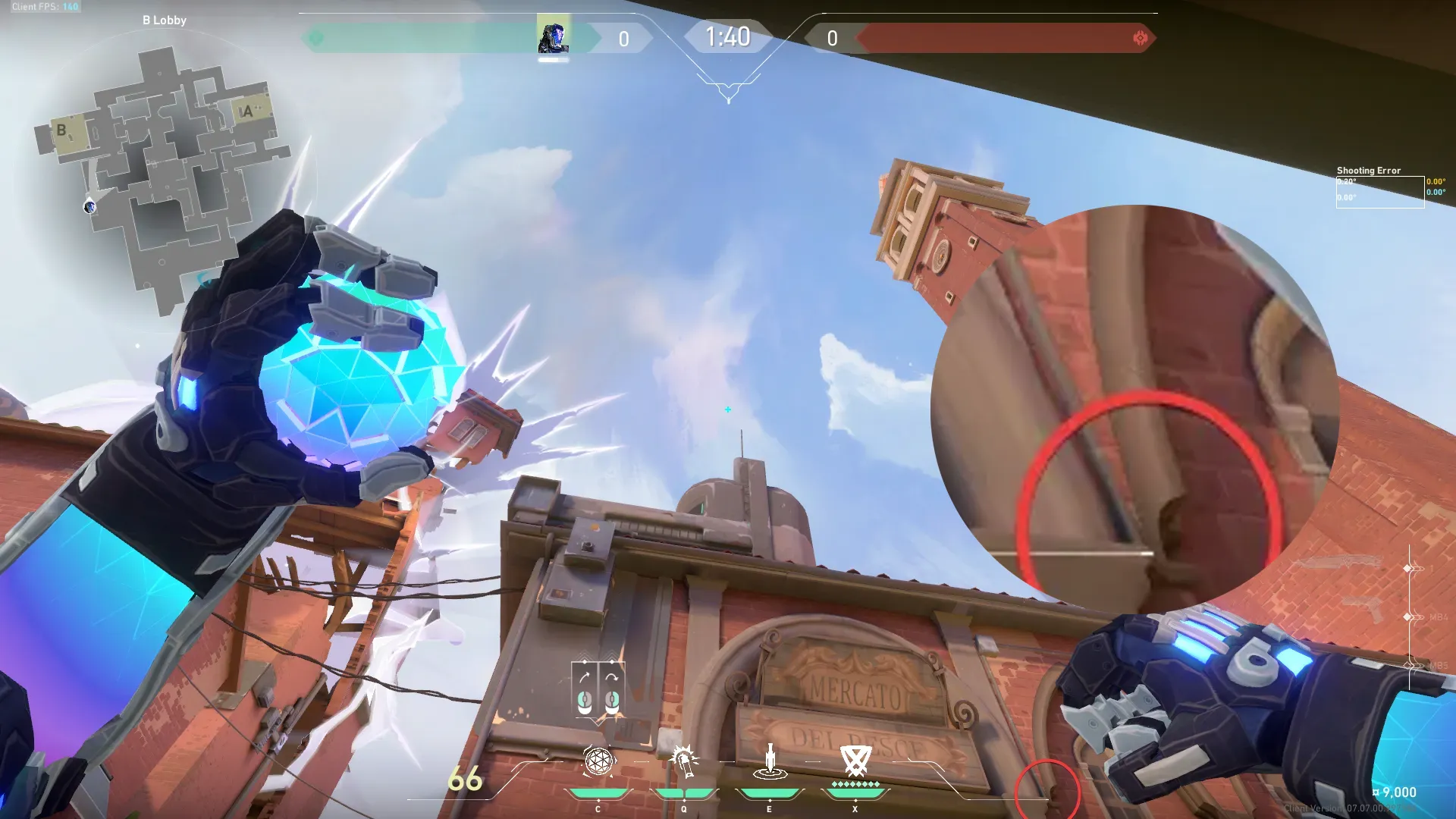 KAY/O Frag_Ment on Ascent Attack Site B — step 2 of 3: Aim — line up the shot