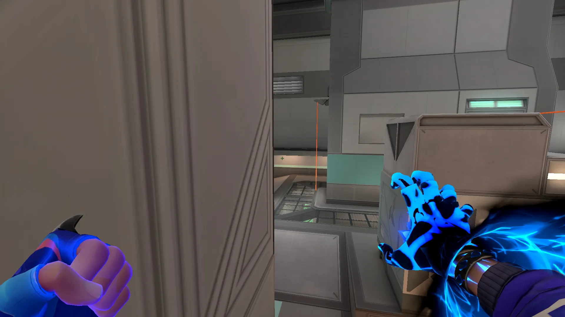 Yoru Fakeout on Icebox Attack Site A — step 3 of 8: Aim — line up the shot