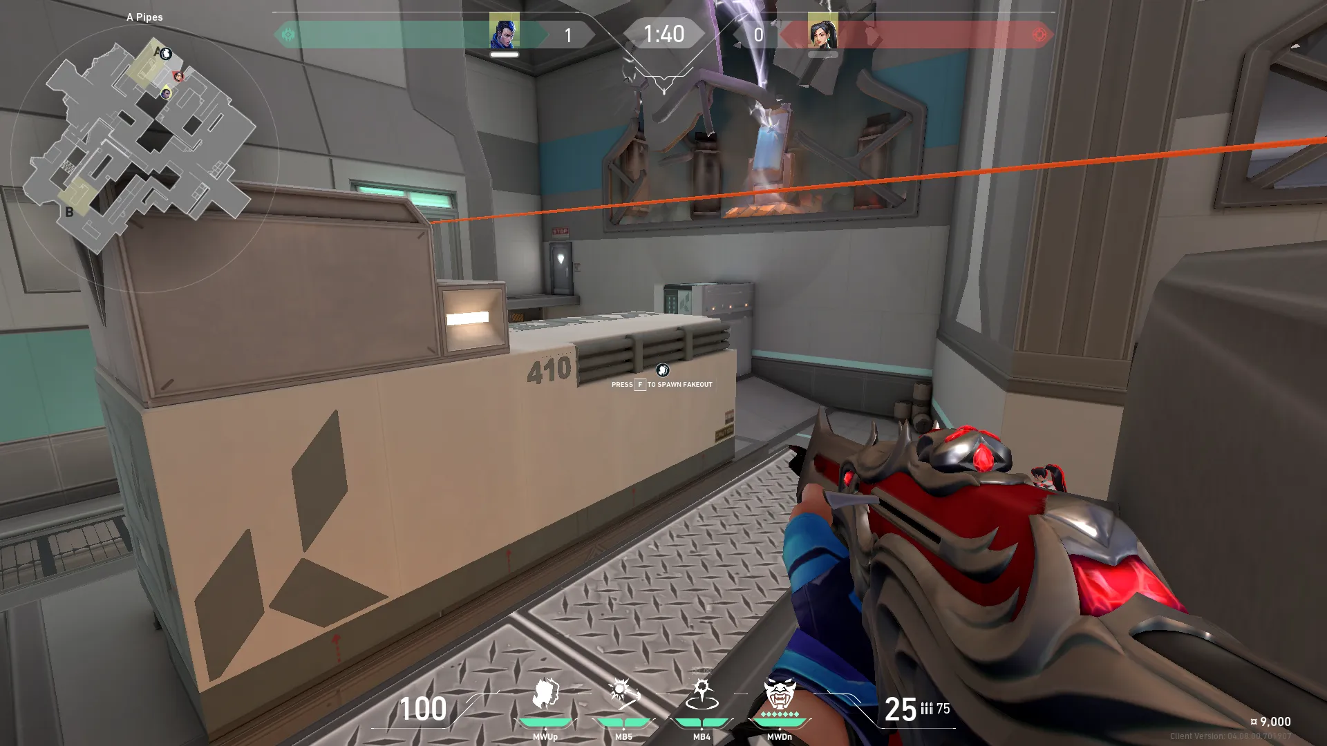 Yoru Fakeout on Icebox Attack Site A — step 5 of 8: Aim — line up the shot