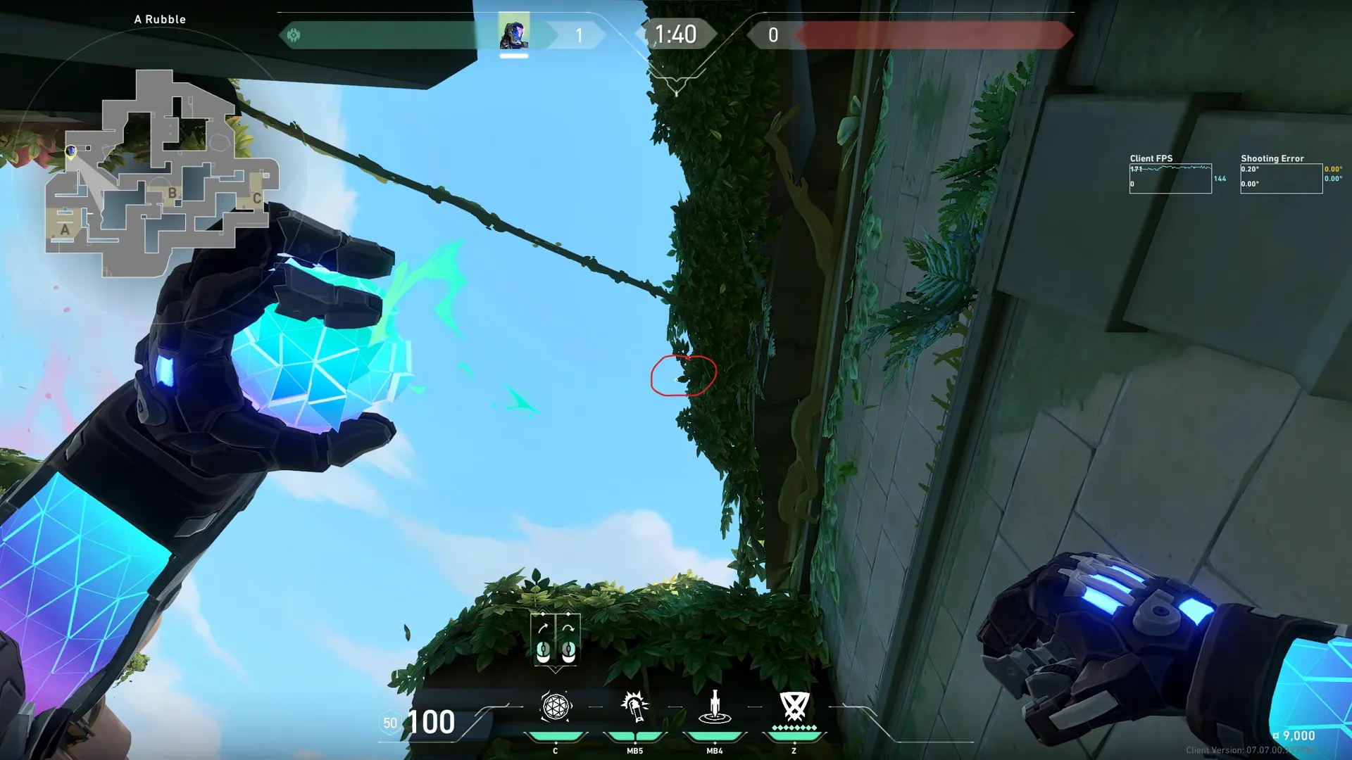 KAY/O Frag_Ment on Lotus Attack Site A — step 2 of 3: Aim — line up the shot