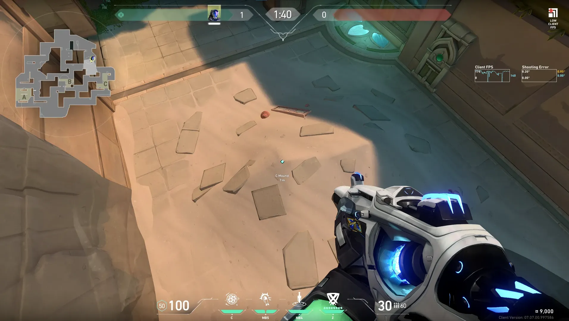 KAY/O Frag_Ment on Lotus Attack Site B — step 1 of 3: Position — where to stand