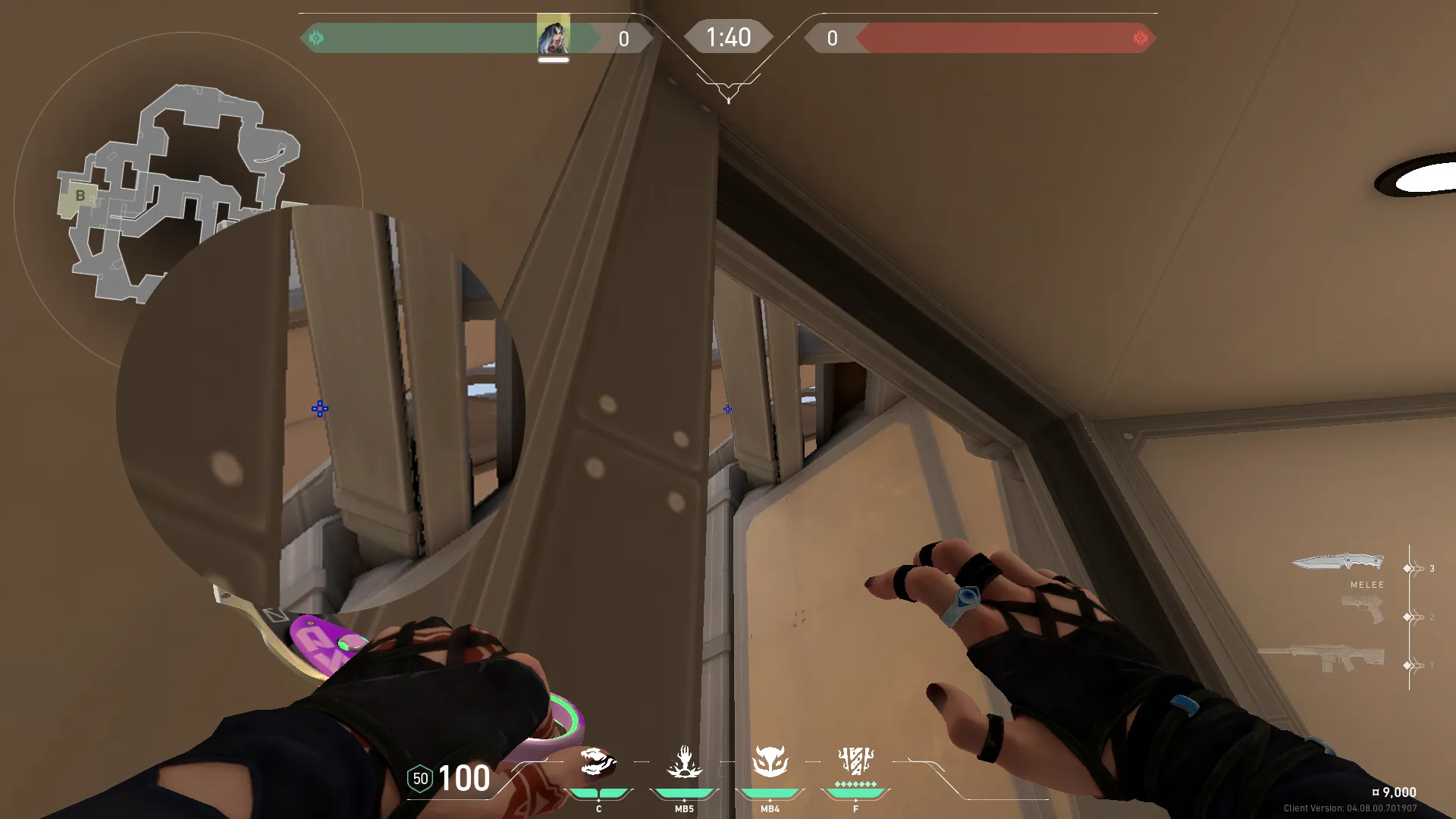Fade Haunt on Fracture Attack Site A — step 2 of 3: Aim — line up the shot