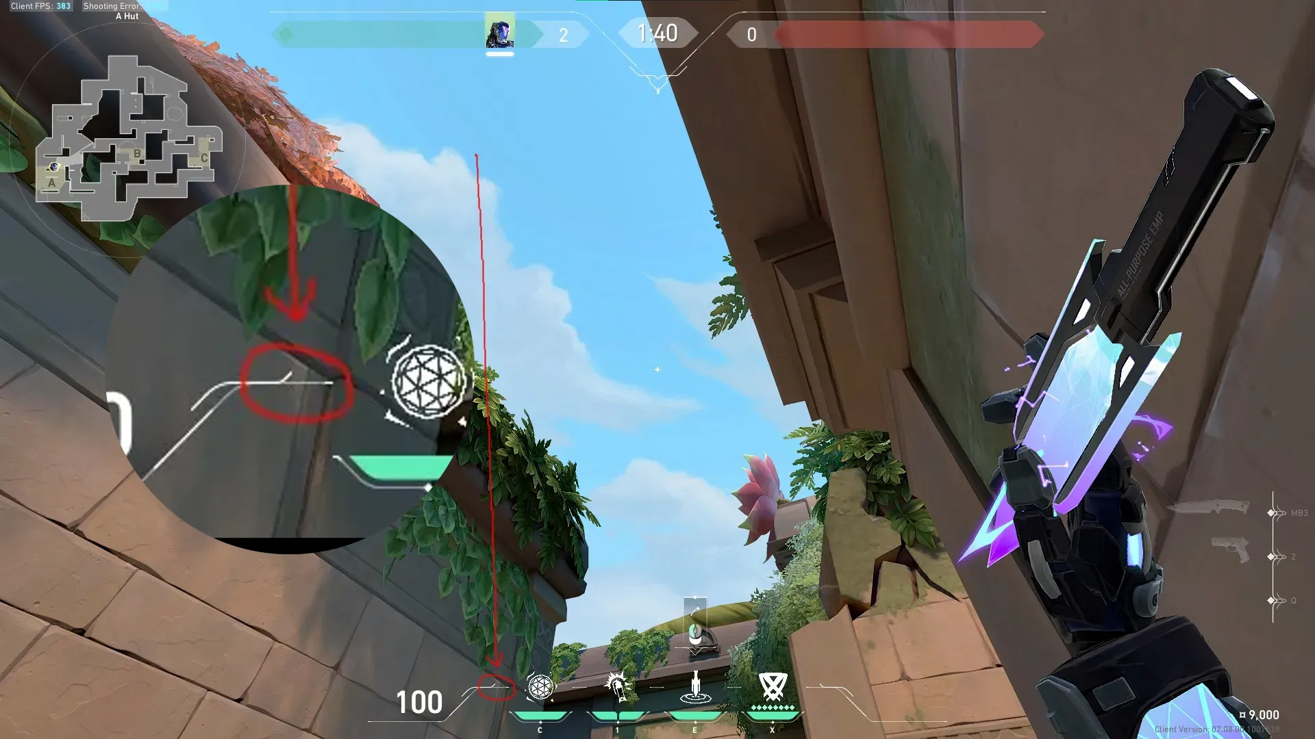 KAY/O Zero_Point on Lotus Defense Site C — step 2 of 3: Aim — line up the shot