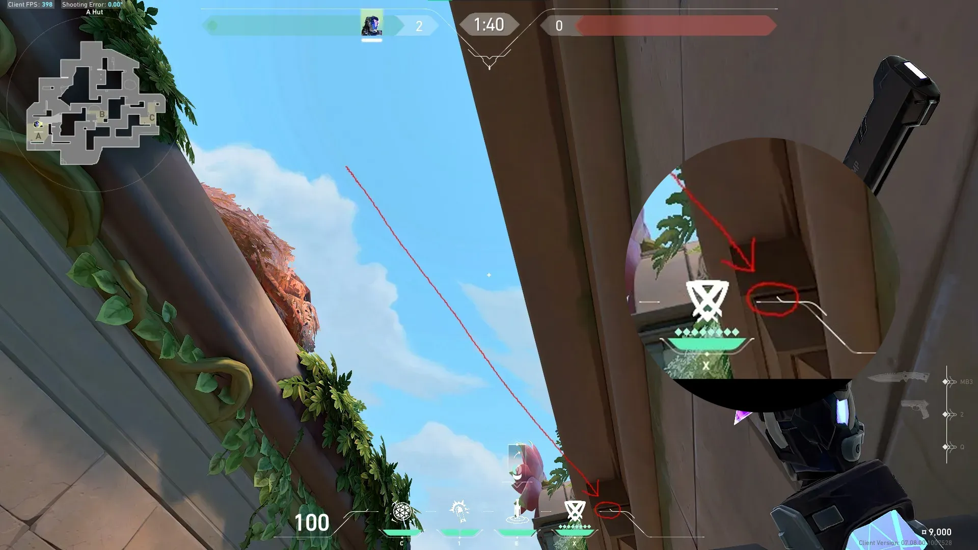 KAY/O Zero_Point on Lotus Defense Site B — step 2 of 3: Aim — line up the shot