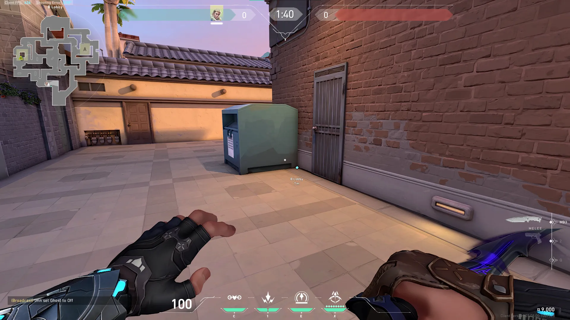 Sova Shock Bolt on Sunset Attack Site B — step 2 of 4: Aim — line up the shot