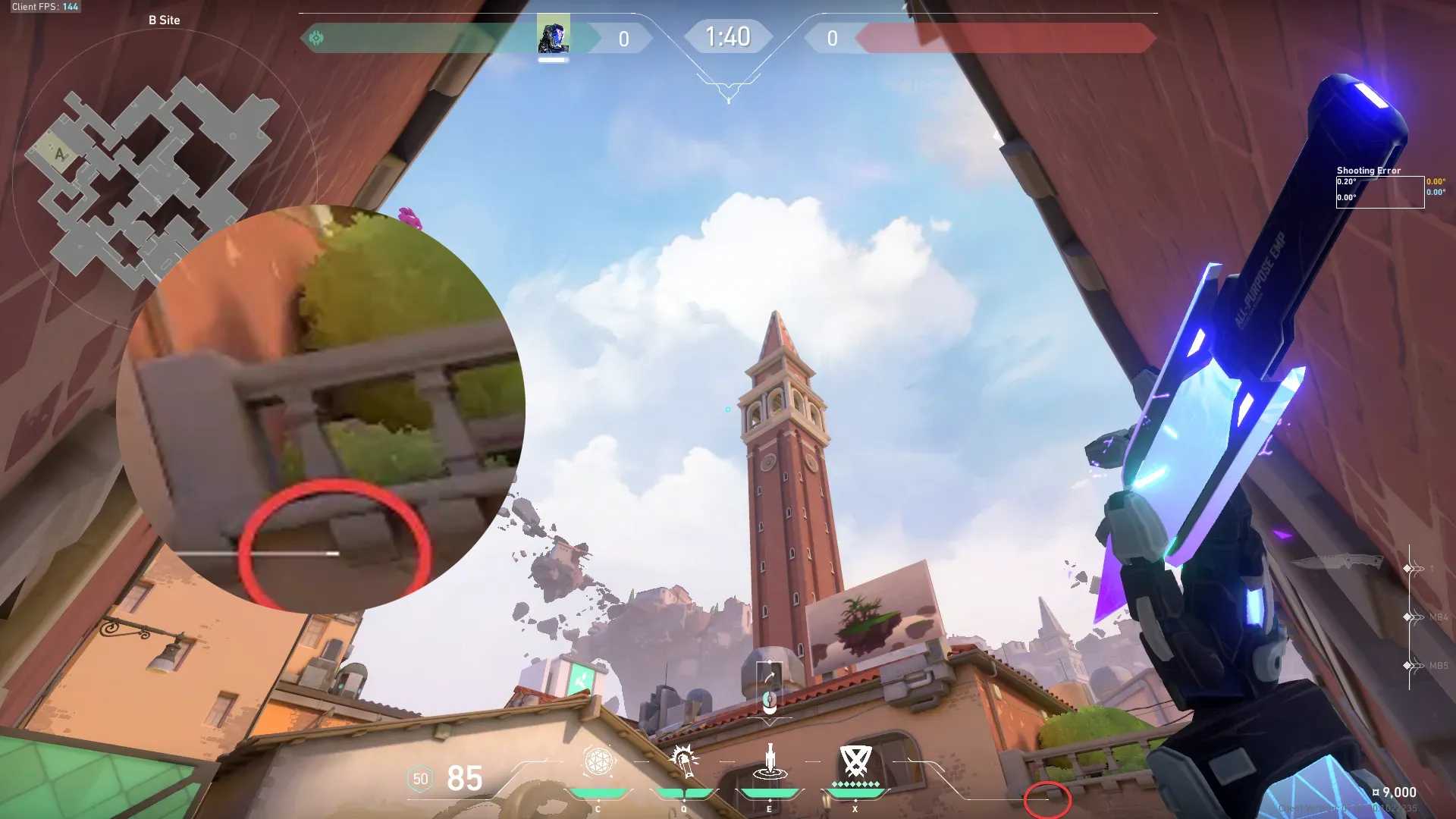 KAY/O Zero_Point on Ascent Defense Mid — step 2 of 3: Aim — line up the shot