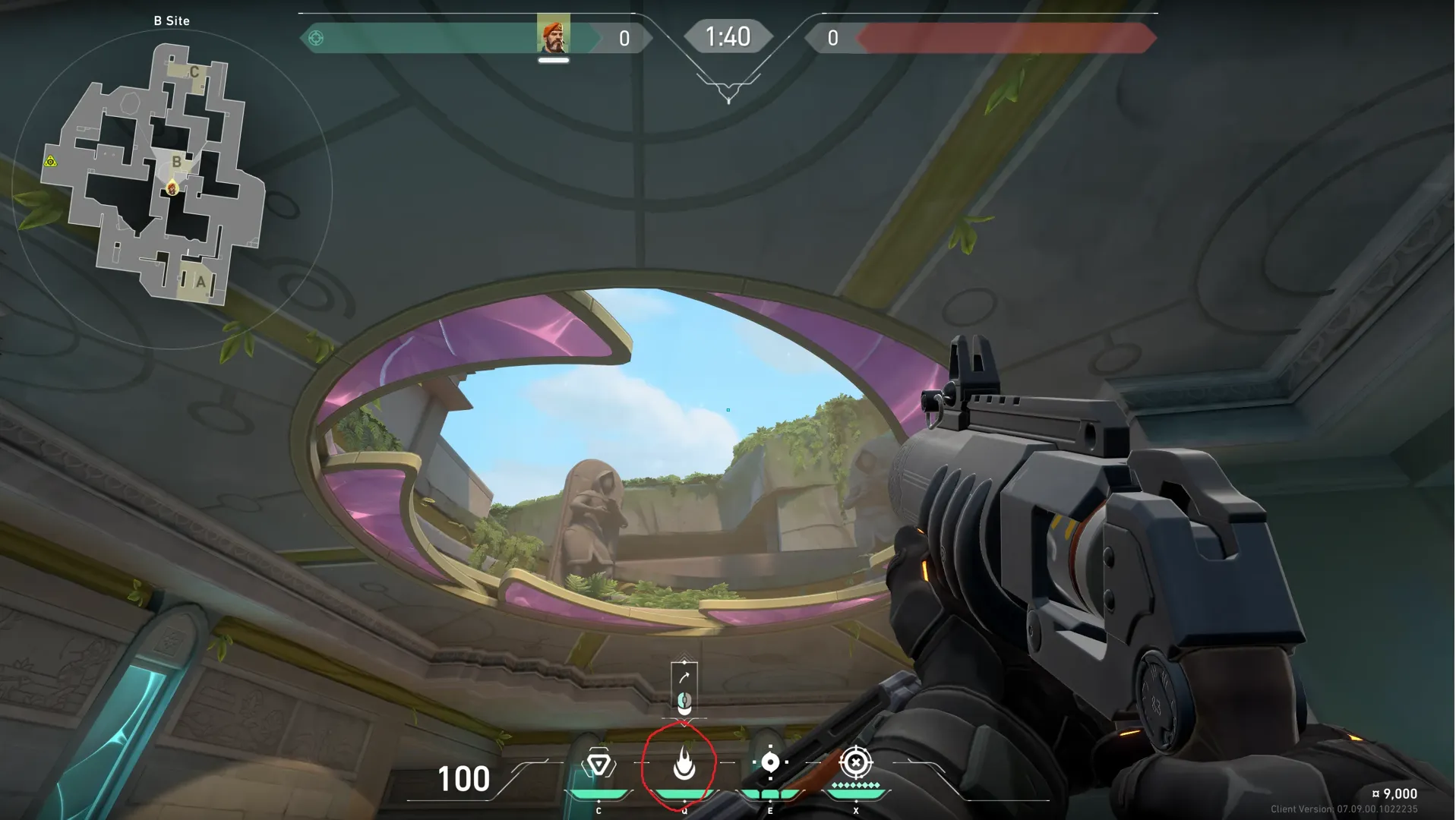 Brimstone Incendiary on Lotus Defense Site C — step 2 of 3: Aim — line up the shot