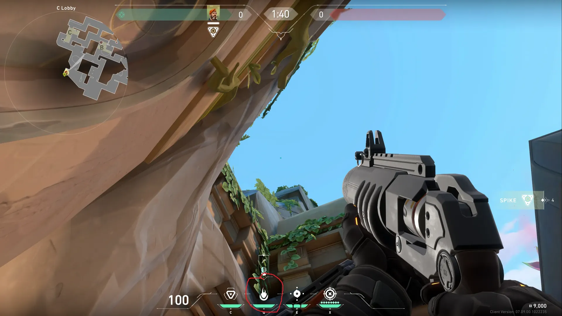 Brimstone Incendiary on Lotus Attack Site C — step 2 of 3: Aim — line up the shot