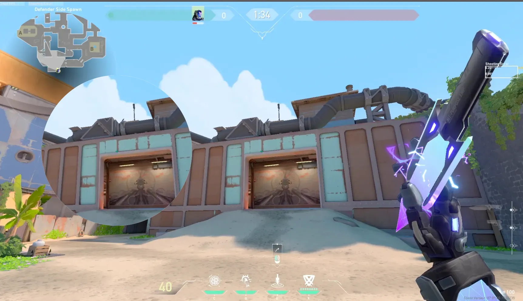 KAY/O Zero_Point on Breeze Defense Site A — step 2 of 4: Aim — line up the shot