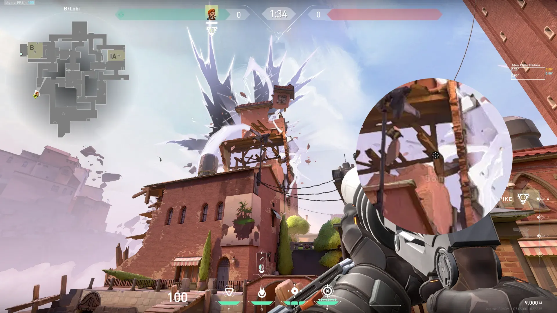 Brimstone Incendiary on Ascent Attack Site B — step 2 of 3: Aim — line up the shot