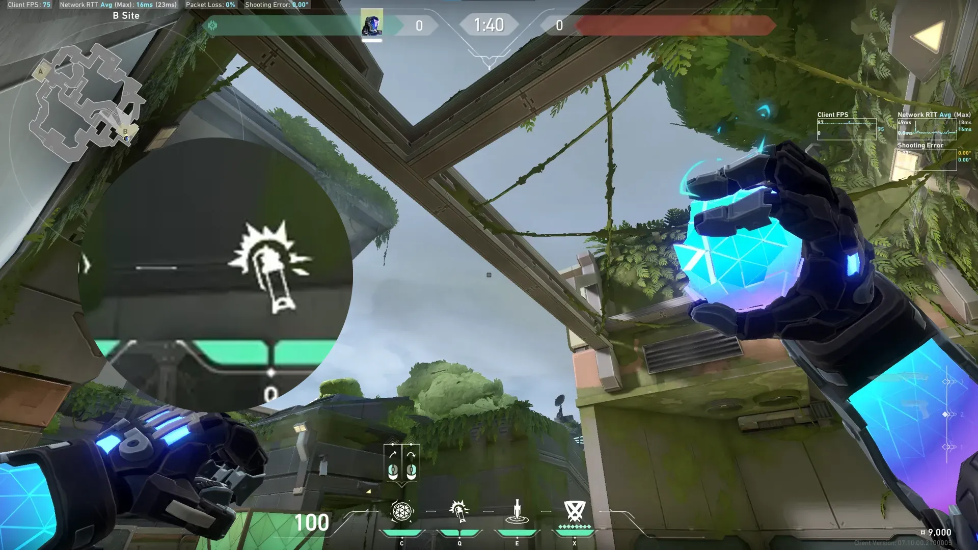 KAY/O Frag_Ment on Fracture Defense Site B — step 2 of 3: Aim — line up the shot